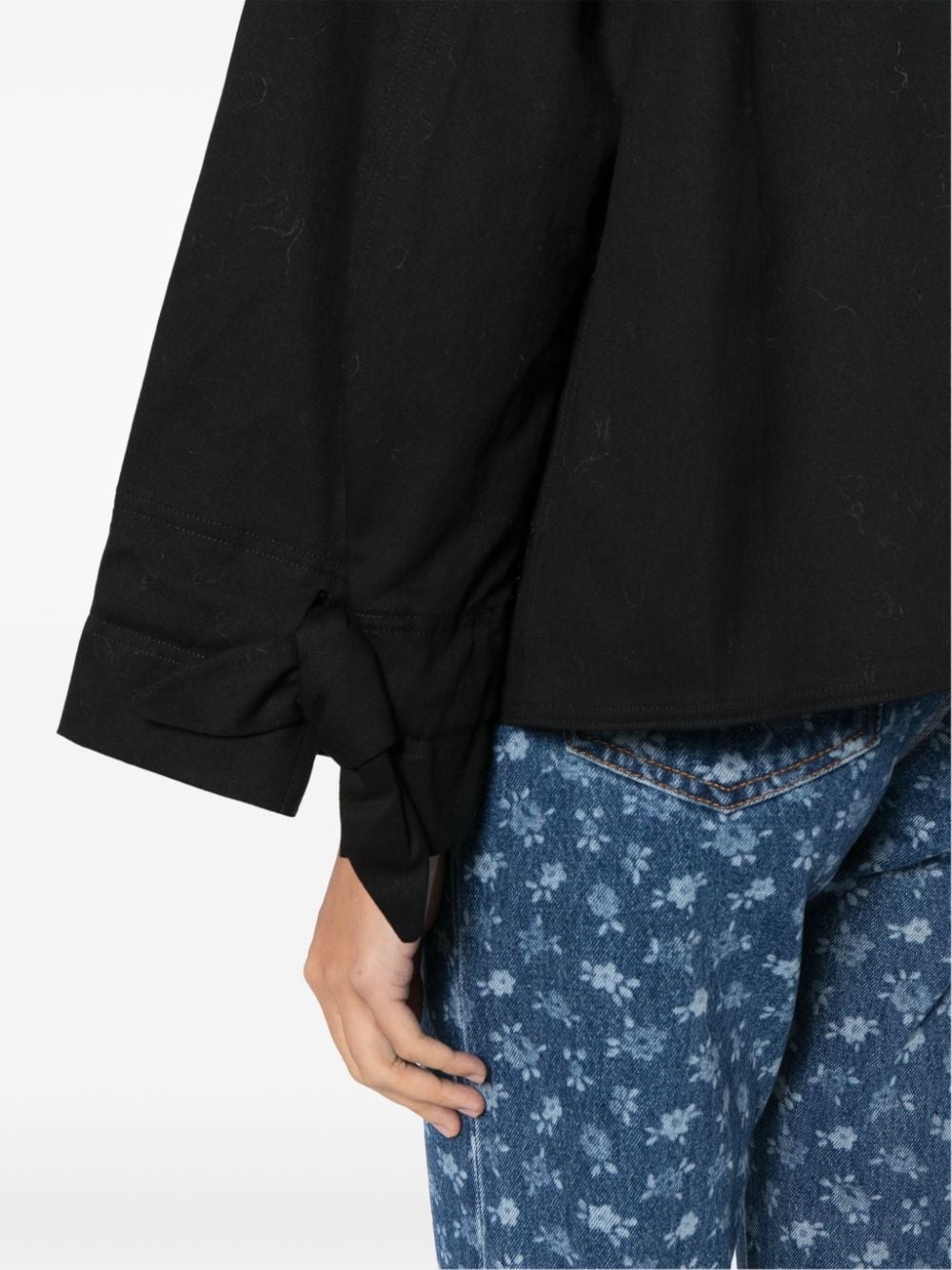 knot-detail canvas shirt jacket - 5