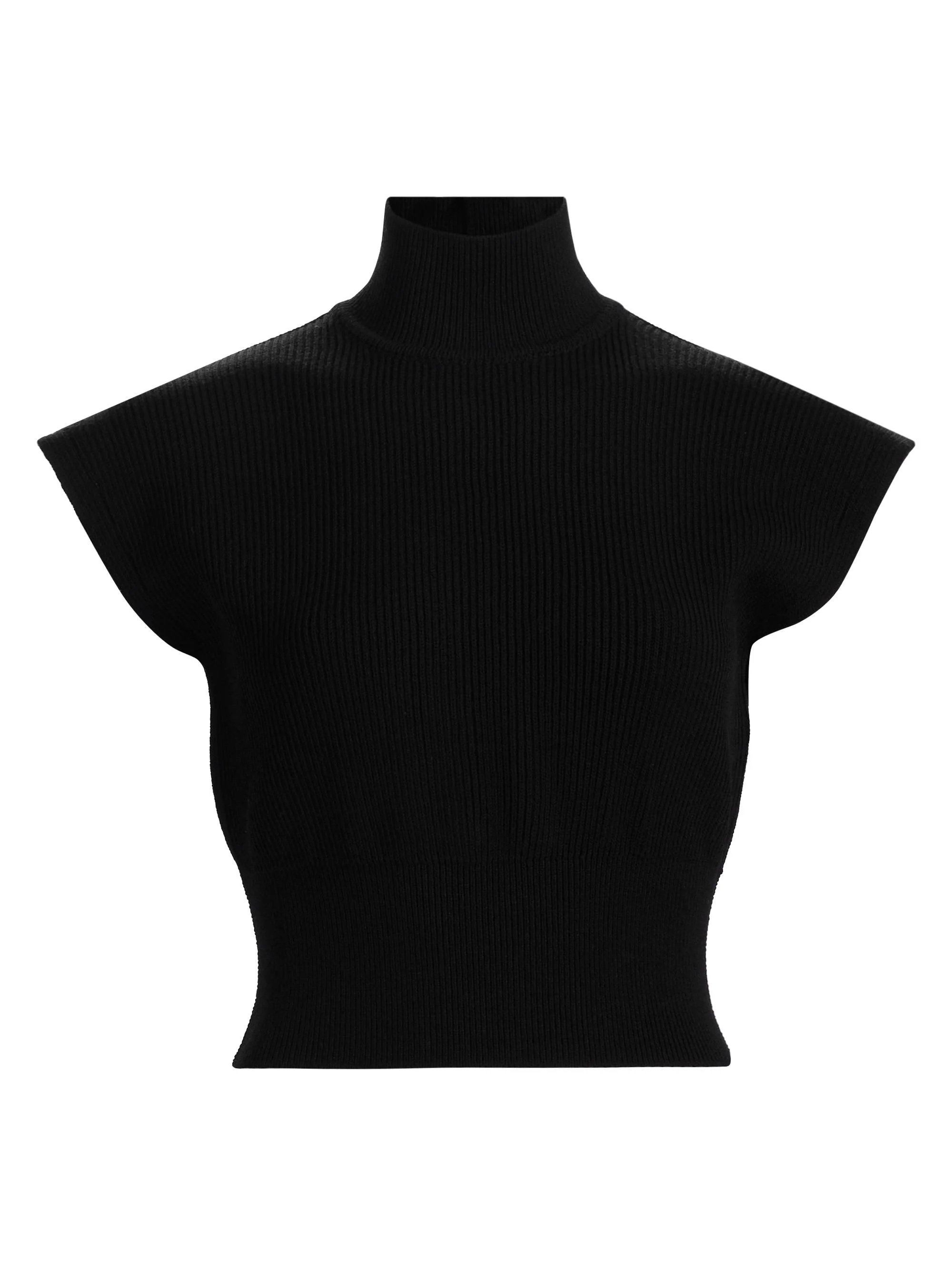 Women's Concordians Wool Turtleneck Top - Black - 1