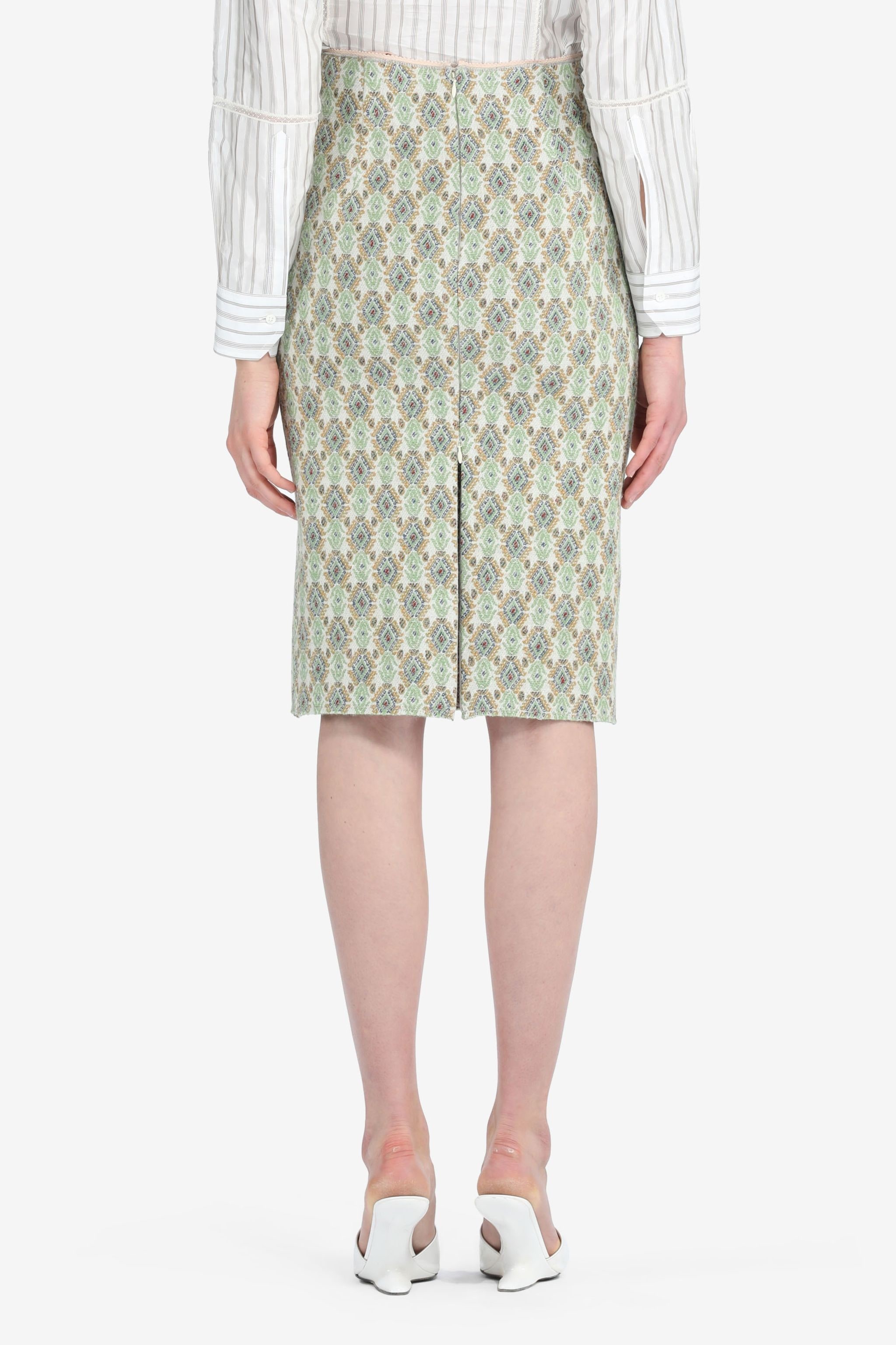 GEOMETRIC-JACQUARD TAILORED PENCIL SKIRT - 2