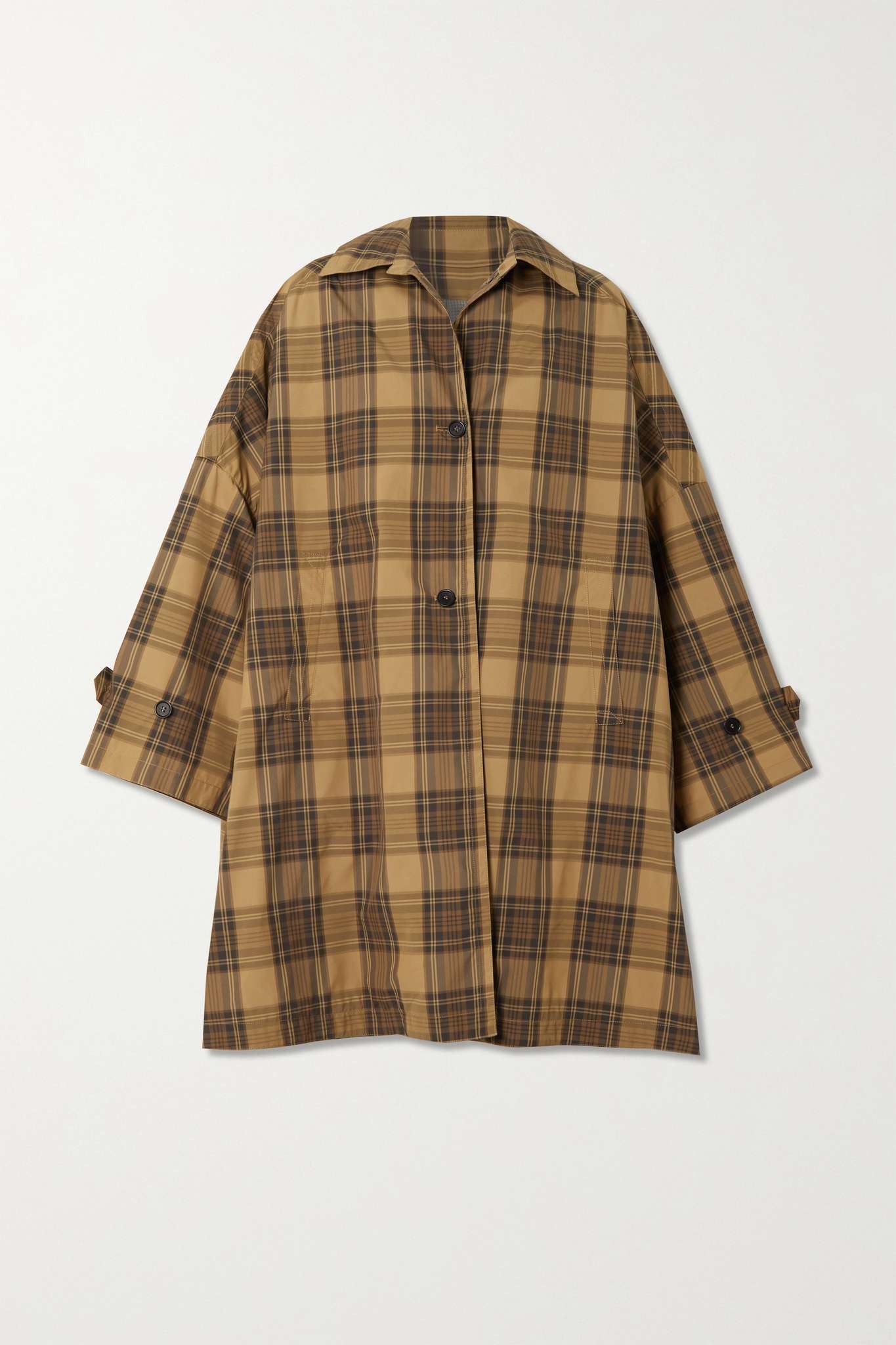 Oversized checked recycled shell coat - 1