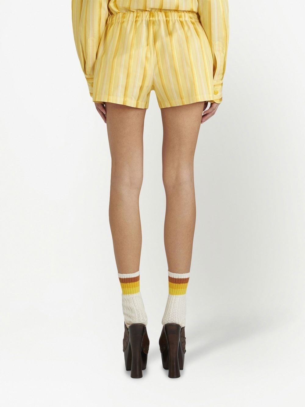stripe-print button-fastening short - 4
