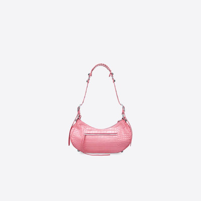 BALENCIAGA Women's Le Cagole Small Shoulder Bag Crocodile Embossed in Pink outlook