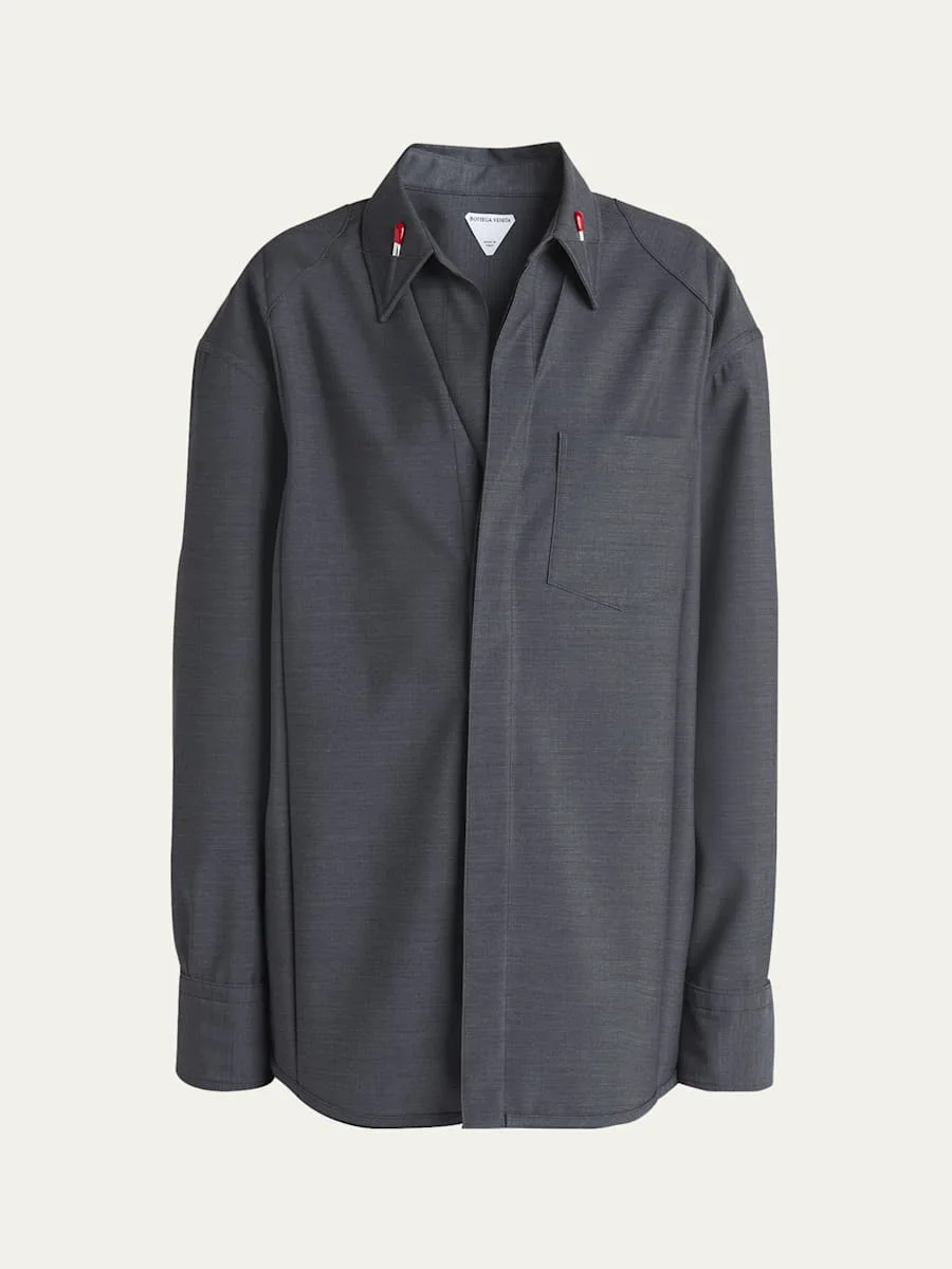 Matches-Collar Travel Light Wool Shirt - 1