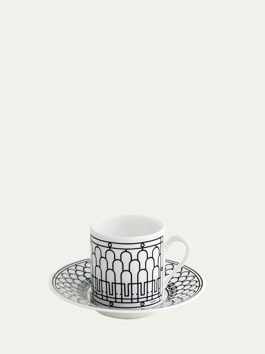 H Deco Coffee Cup and Saucer, 3 oz. - 1
