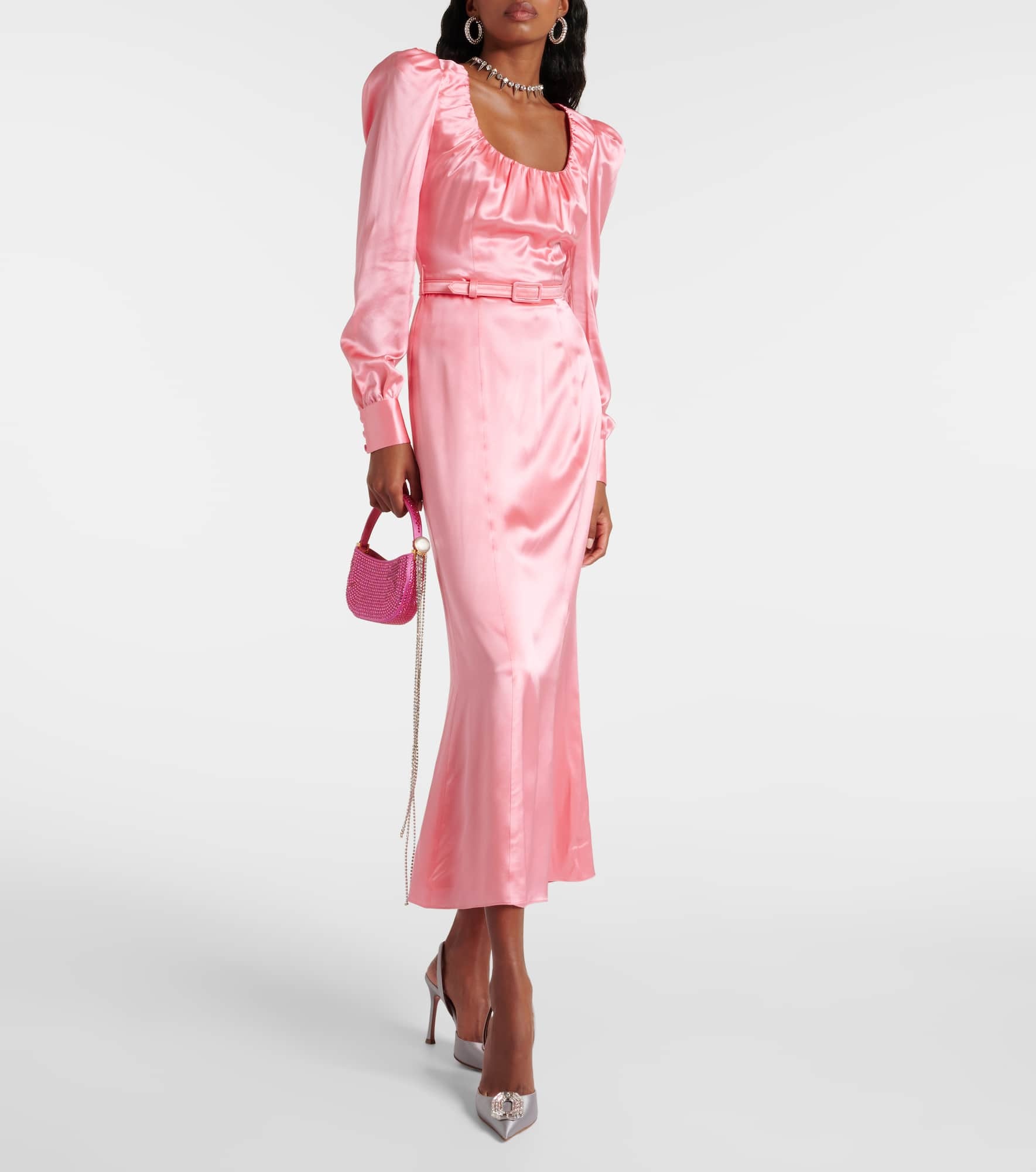 Silk satin midi dress - 2