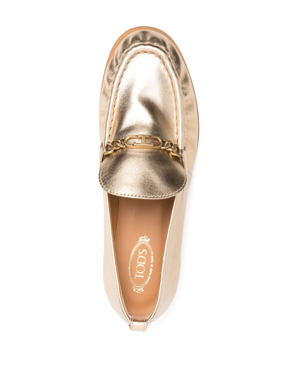 metallic leather loafers - 4