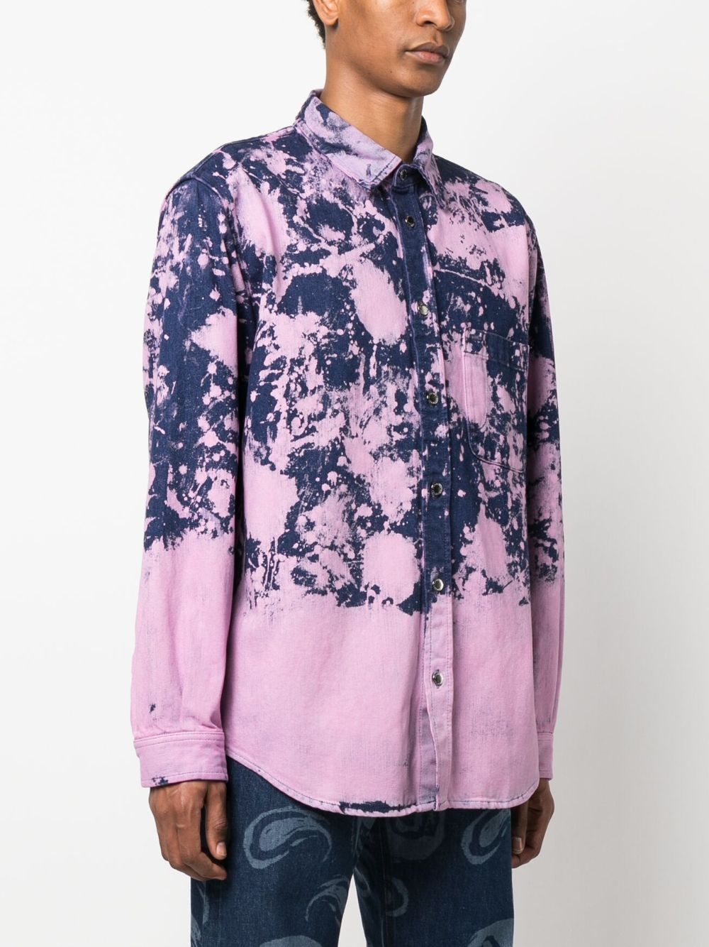 bleached-effect long-sleeve shirt - 3
