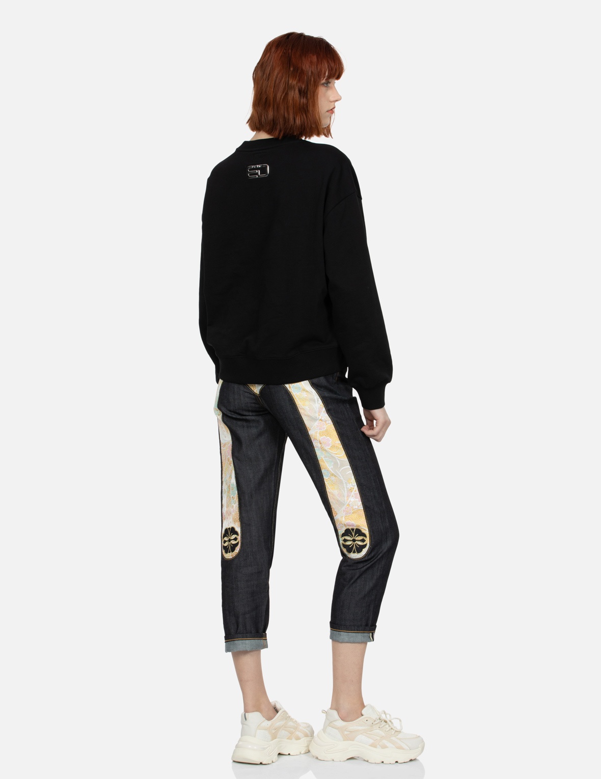 BROCADE INSERTED DAICOCK AND KAMON RELAX FIT JEANS - 3