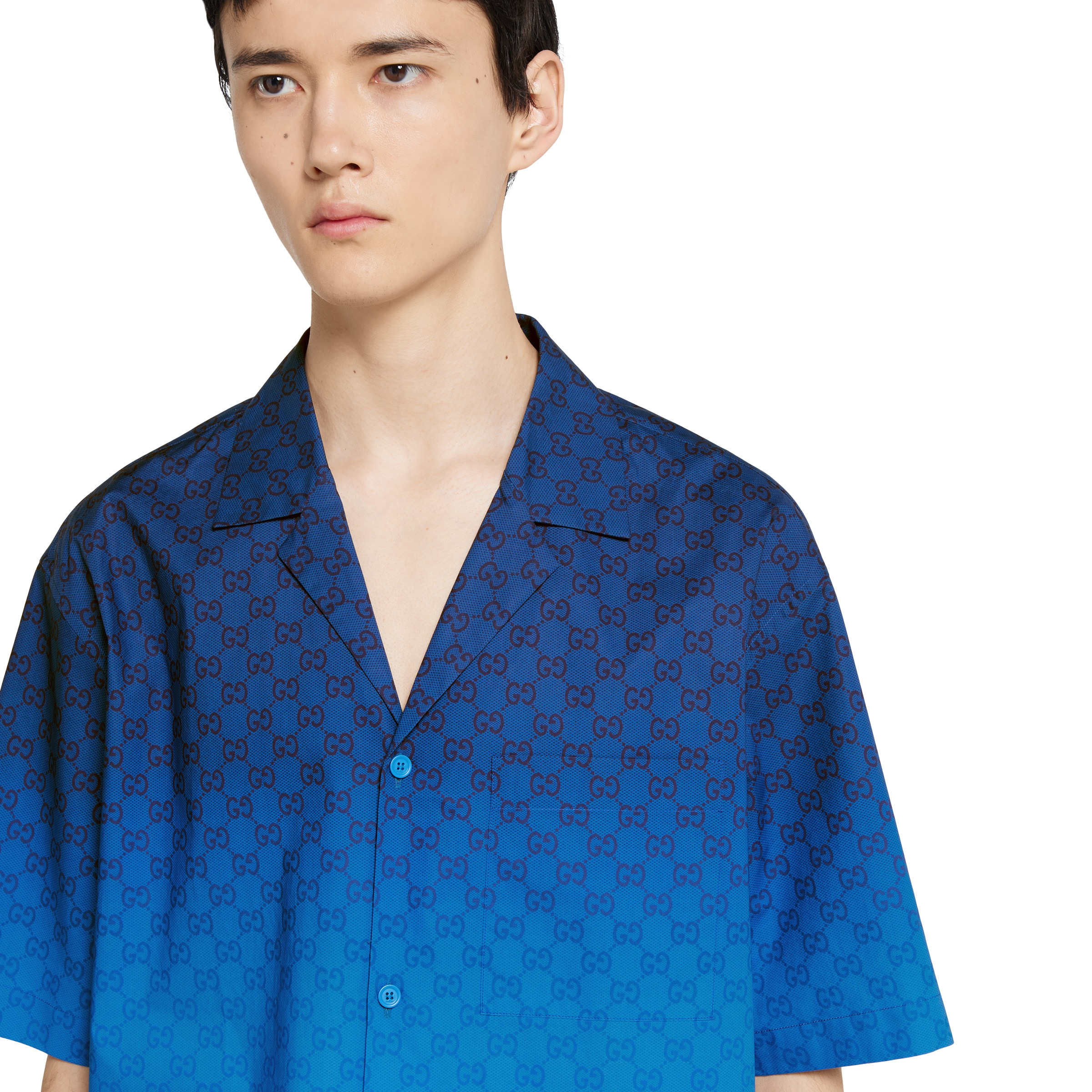 Printed cotton poplin bowling shirt - 5