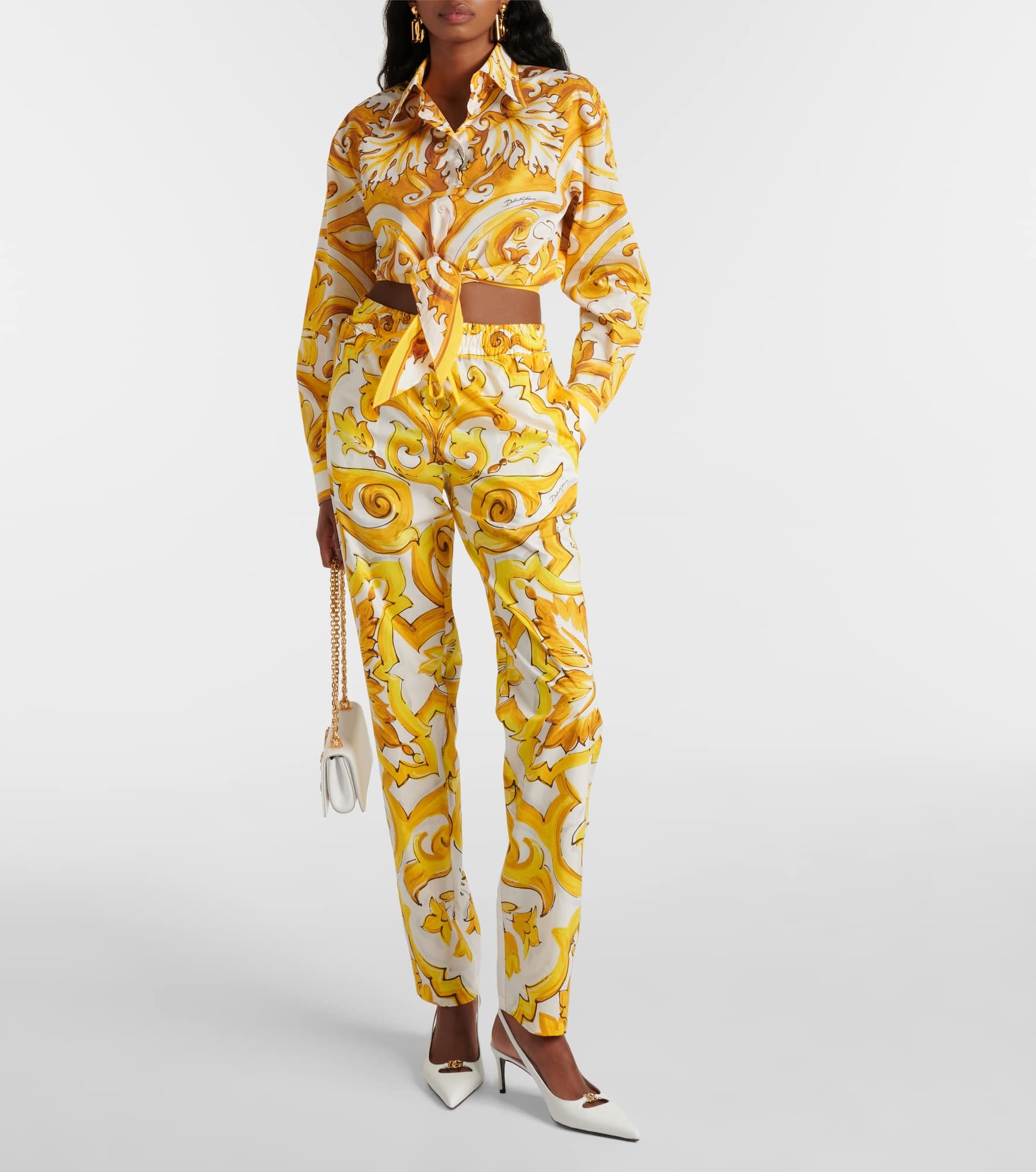 Majolica high-rise cotton straight pants - 2