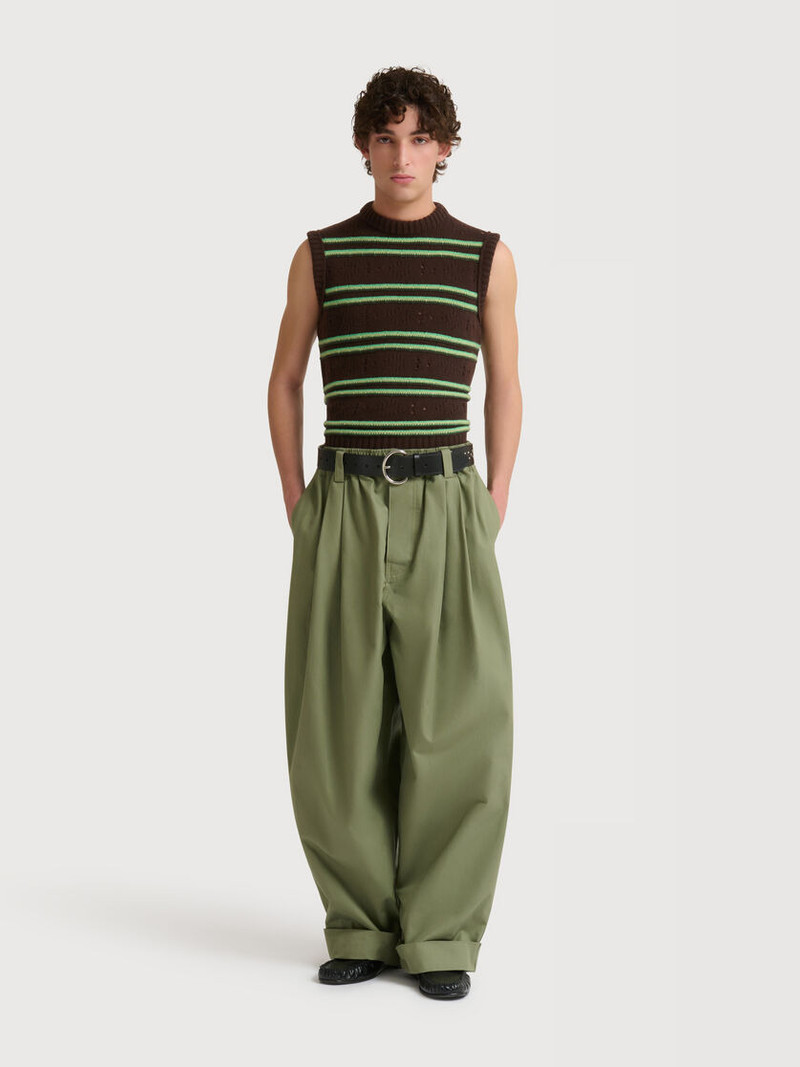 Marni GREEN CANVAS PANTS WITH PLEATS outlook
