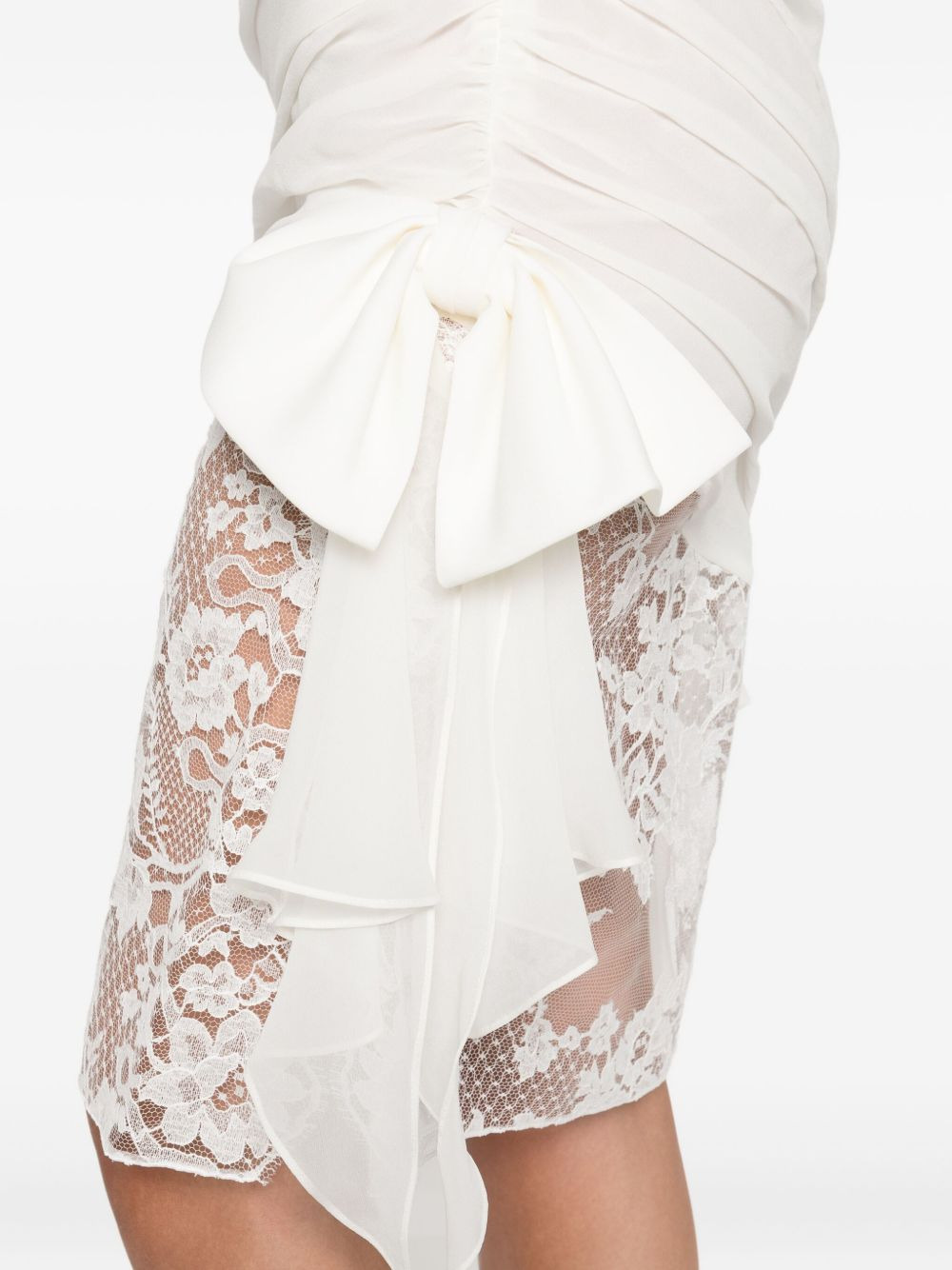 draped lace mini dress - 5