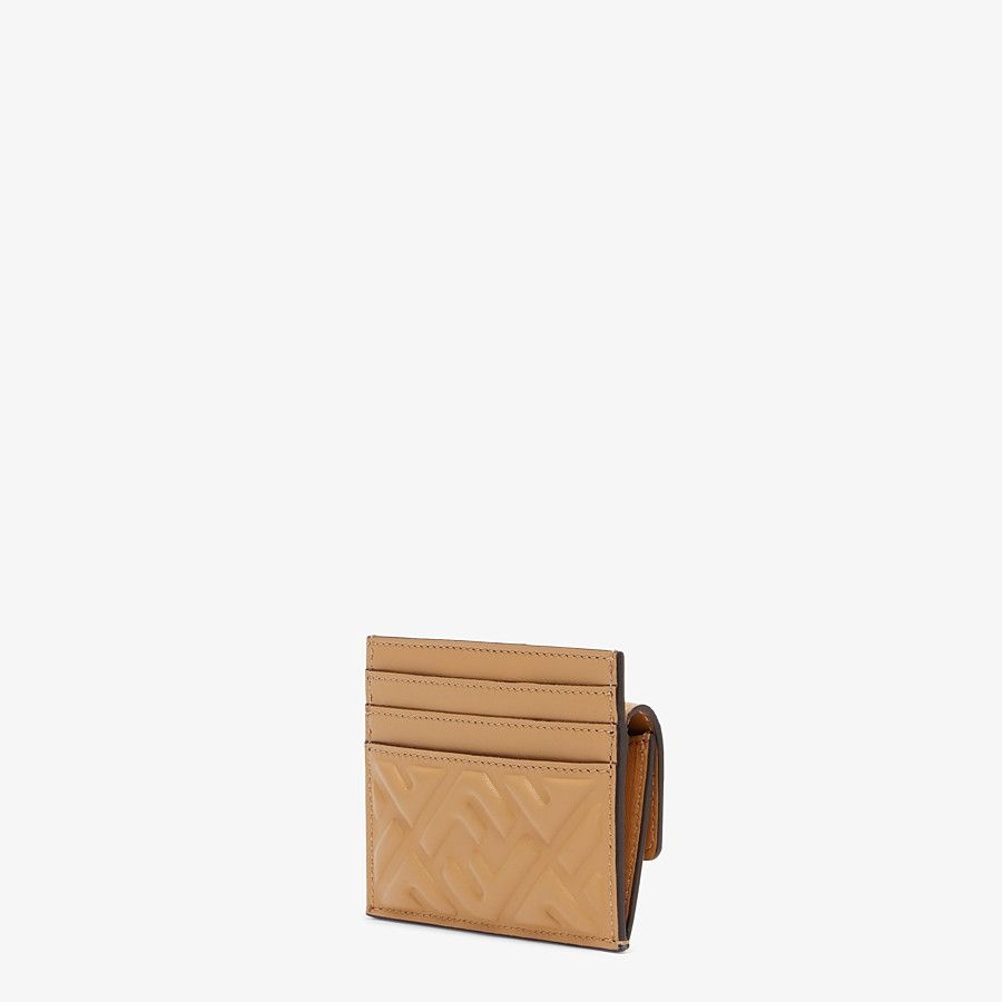 Beige nappa leather card holder - 2