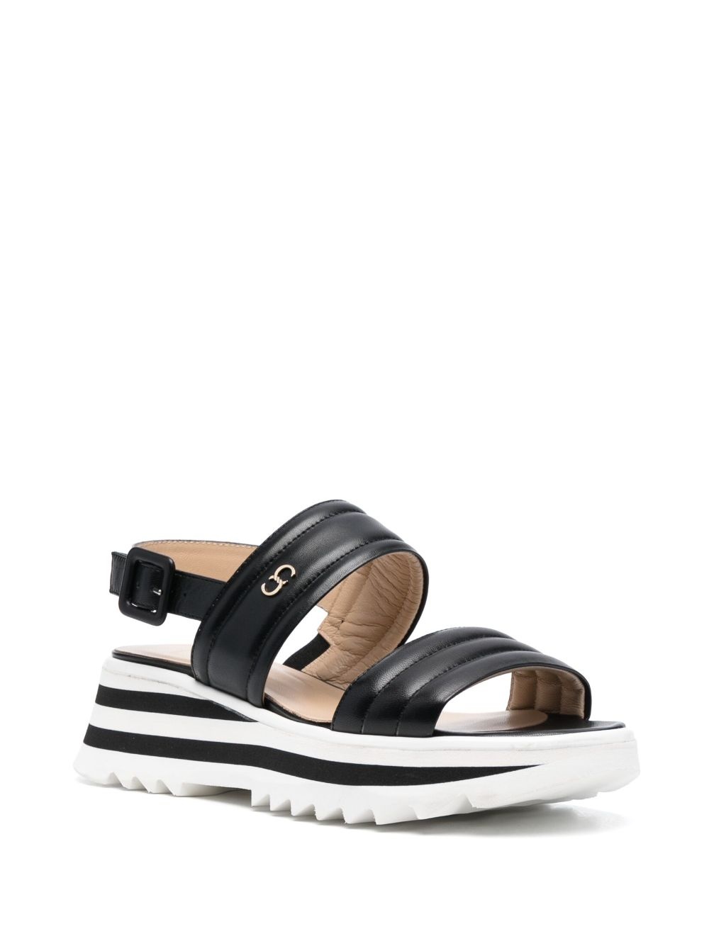 logo-print wedge sandals - 2