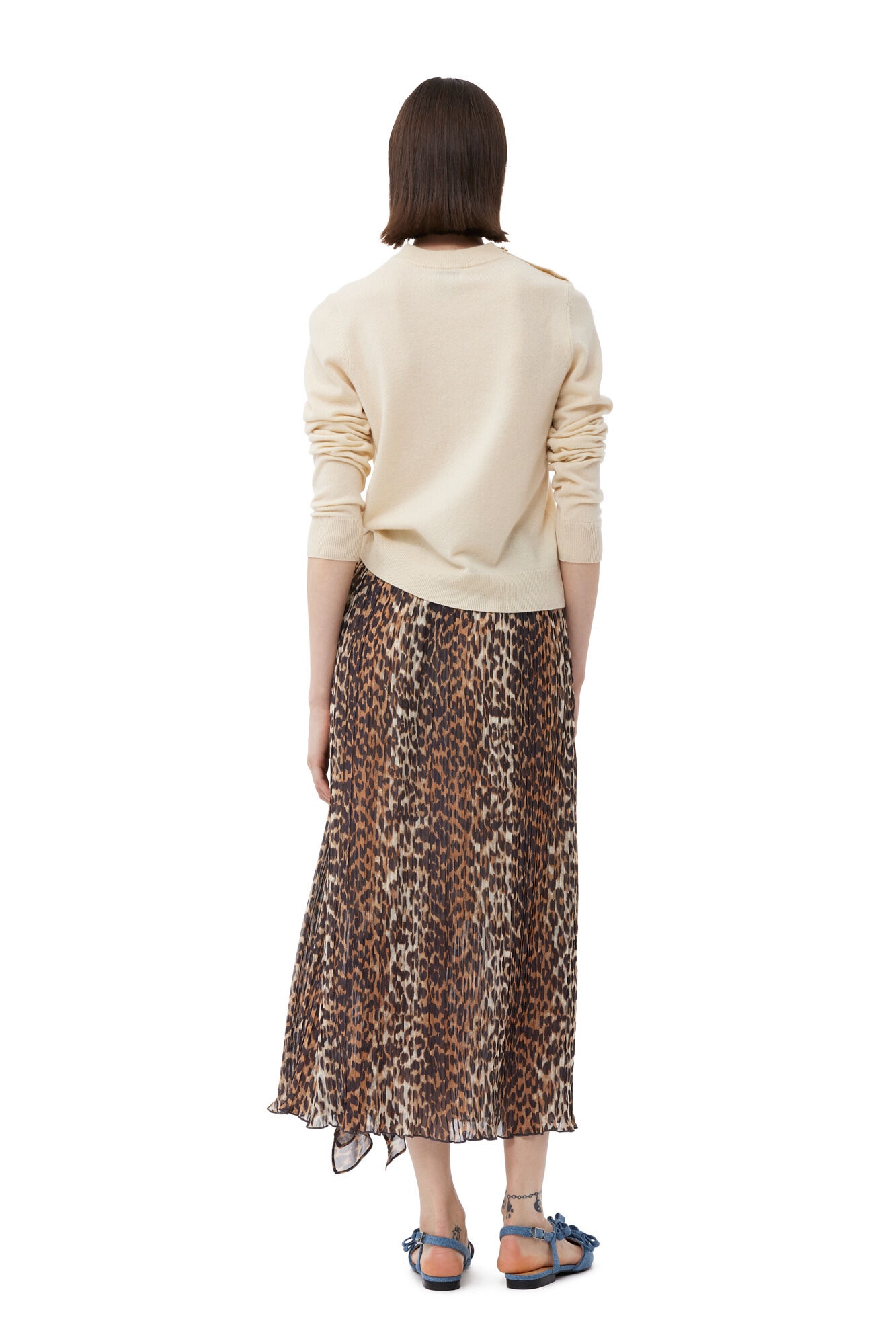 LEOPARD PLEATED GEORGETTE MIDI FLOUNCE SKIRT - 3