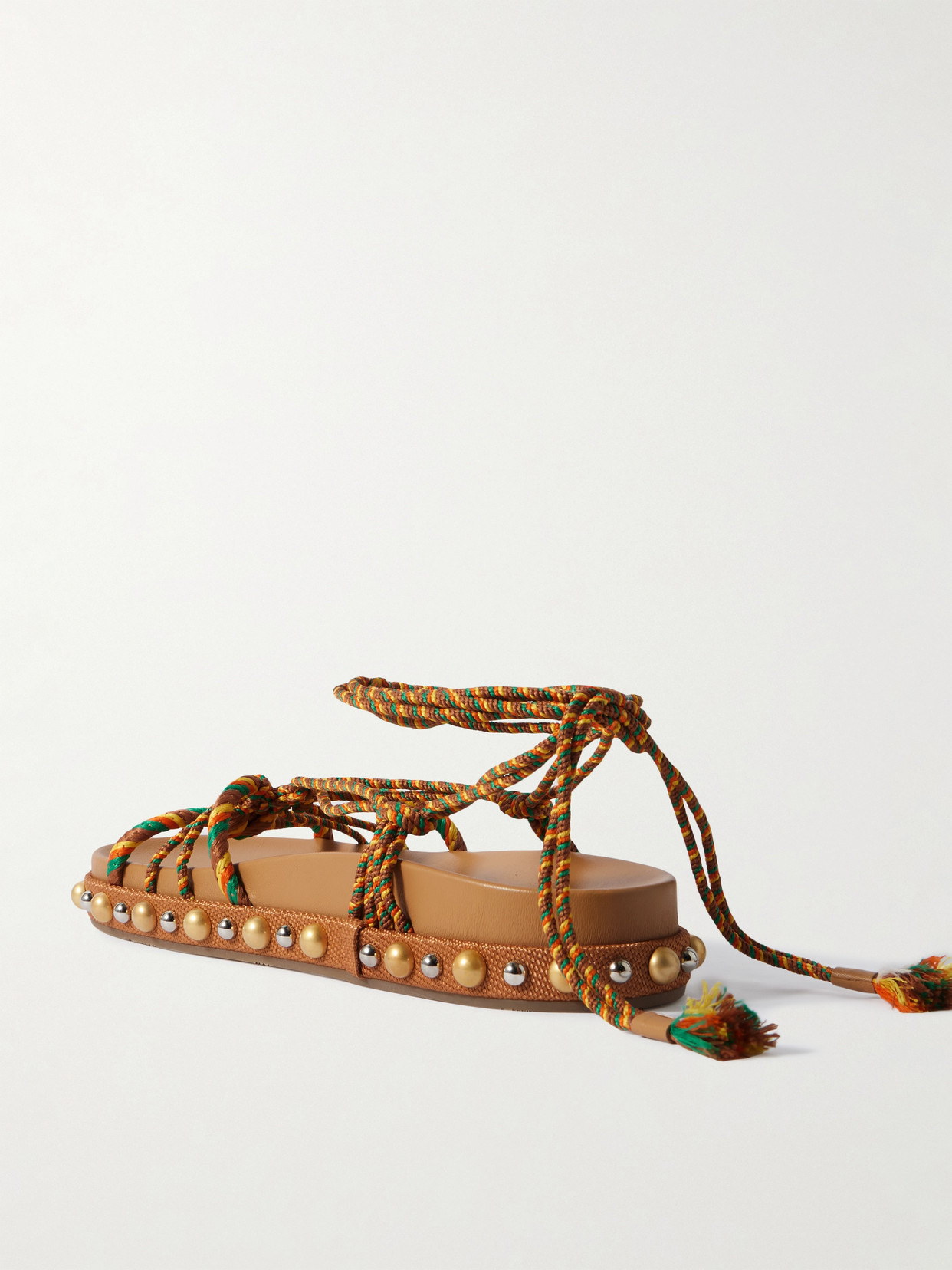 Tropical Rope Embellished Raffia Sandals - 3
