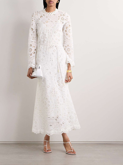 Zimmermann Ottie belted guipure lace and cotton-voile maxi dress outlook