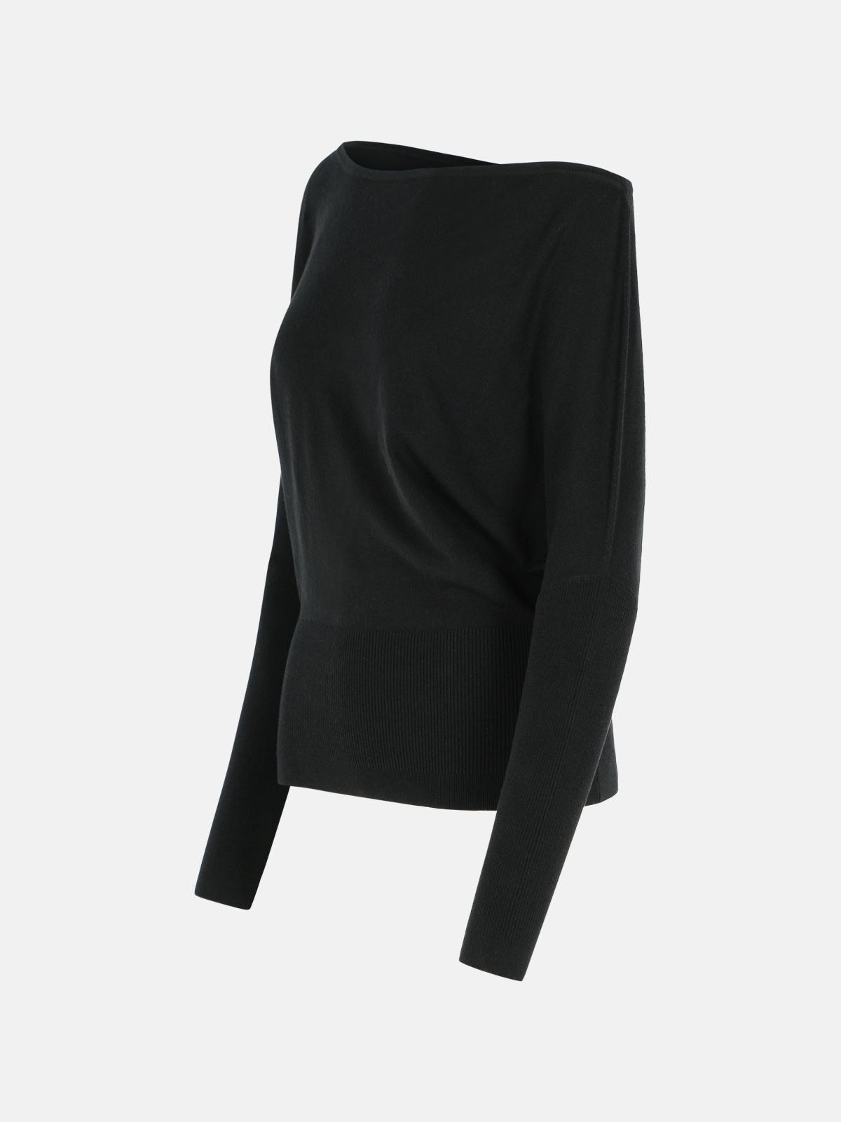 'LAVINA' BLACK WOOL BLEND SWEATER - 2