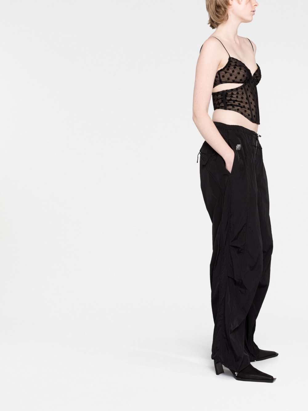 mesh monogram corset top - 4
