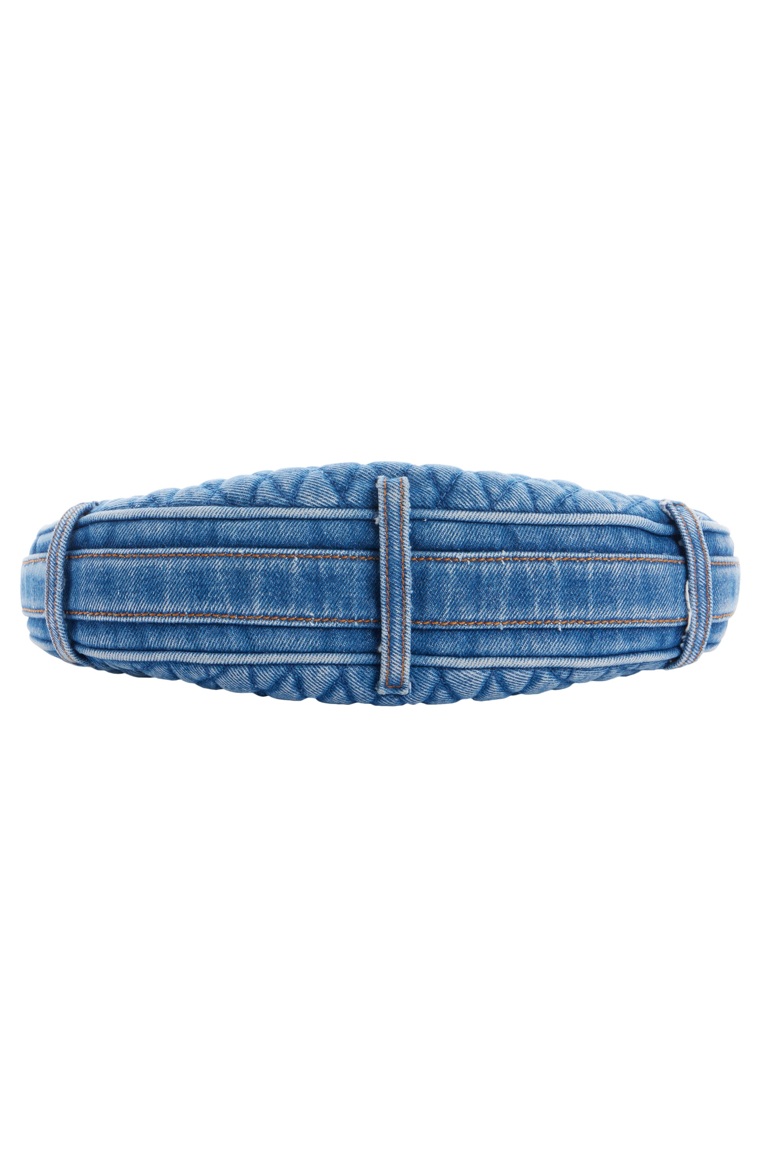 Balmain 1945 Soft Moon Quilted Denim Hobo Bag in 6Ff Denim at Nordstrom - 5