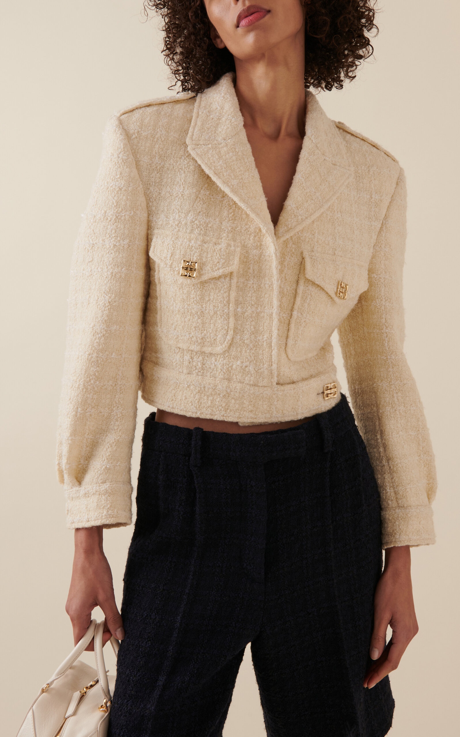 ジャケット Givenchy Short tweed jacket with 4G detail Givenchy Cropped Tweed Jacket | Neutrals | FARFETCH