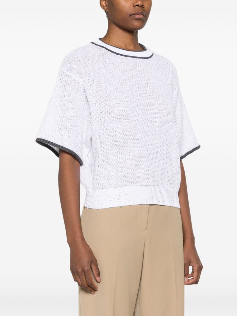 contrasting-border knitted top - 3