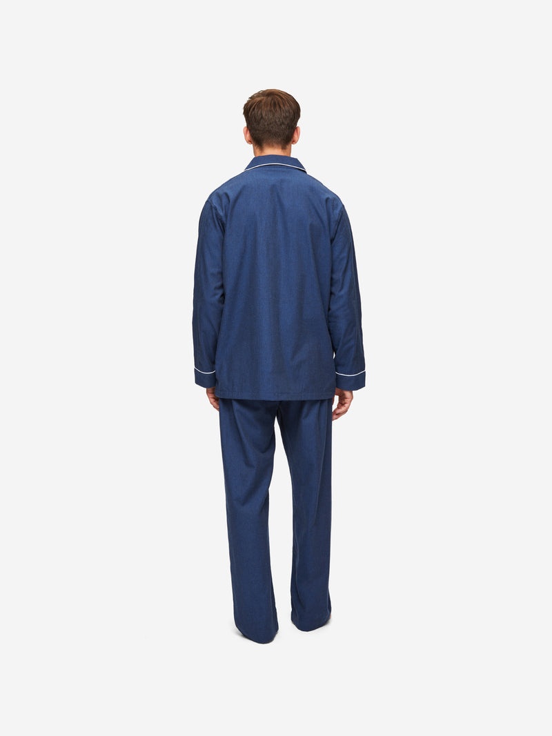 Men's Classic Fit Pajamas Balmoral 3 Brushed Cotton Navy - 5