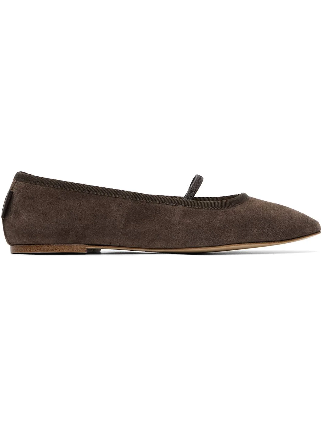Brown Split Leather Ballerina Flats - 1