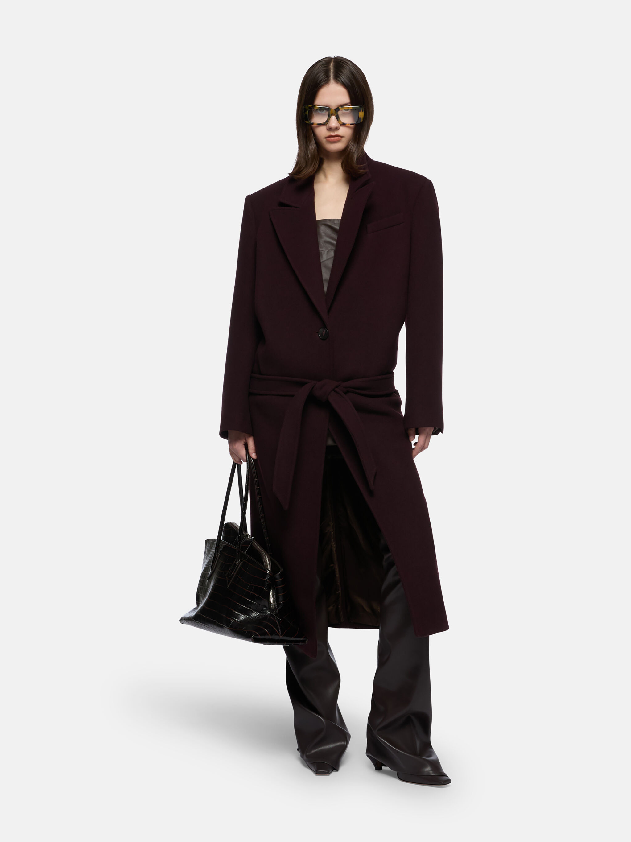 BURGUNDY LONG COAT - 2