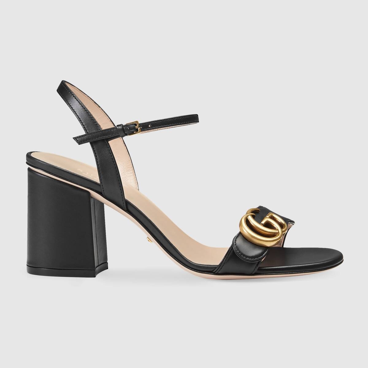 Leather mid-heel sandal - 1