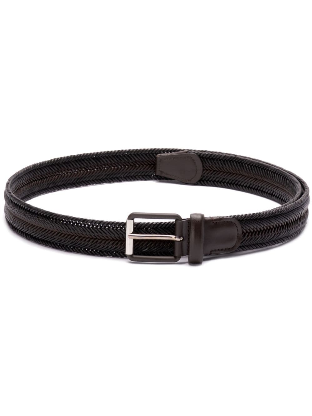 buckled leather belt - 1