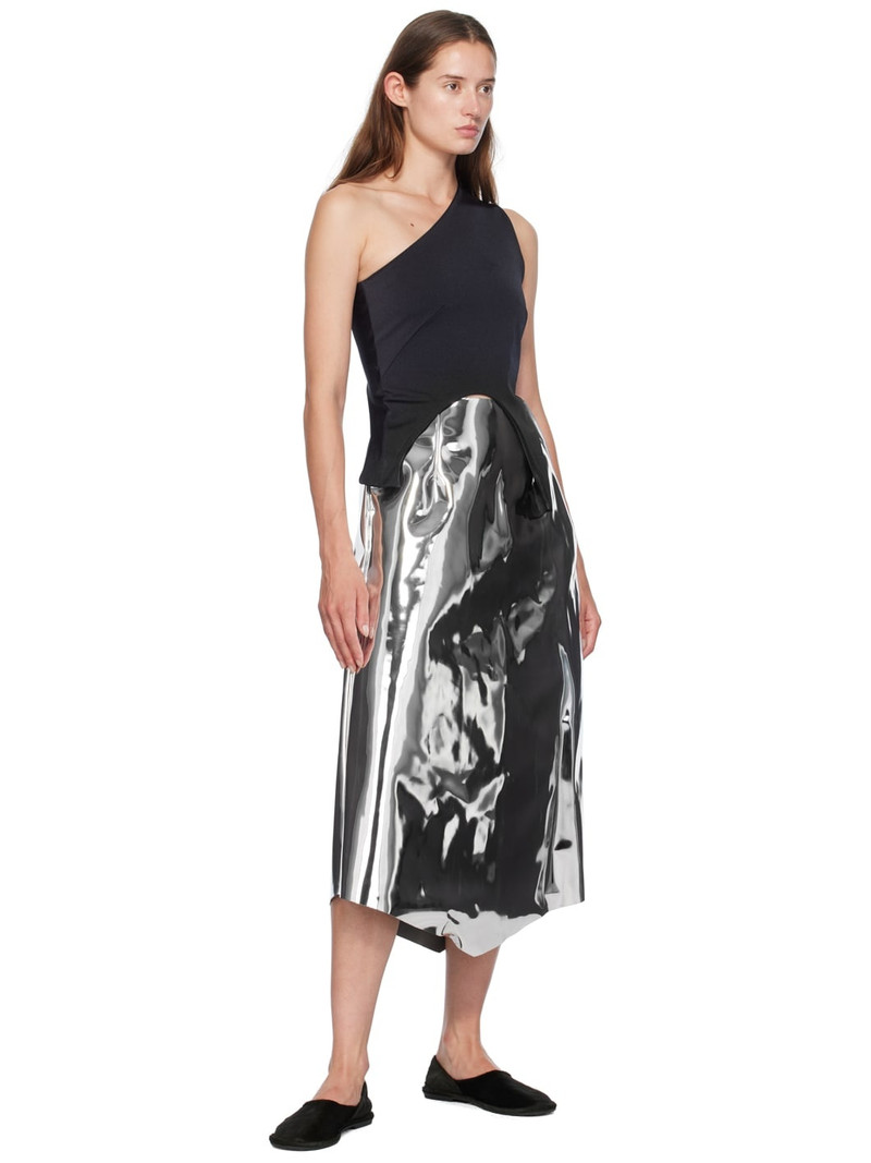 MARIE ADAM-LEENAERDT Silver Reflector Midi Skirt outlook