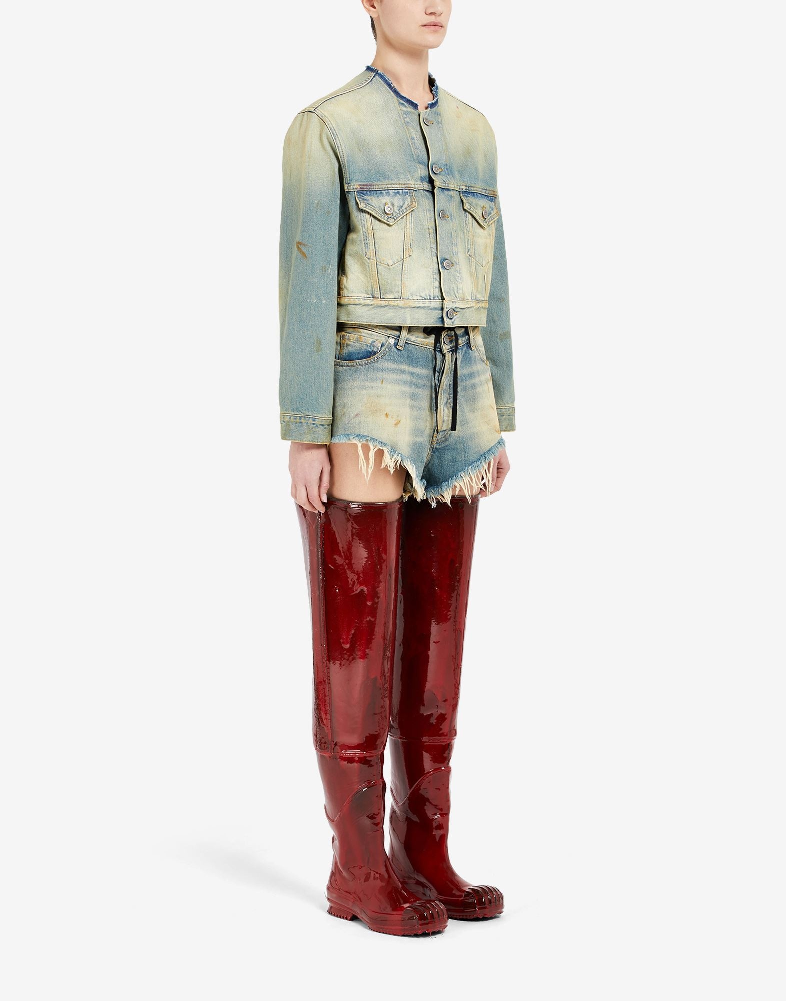 Décortiqué collar denim jacket - 3