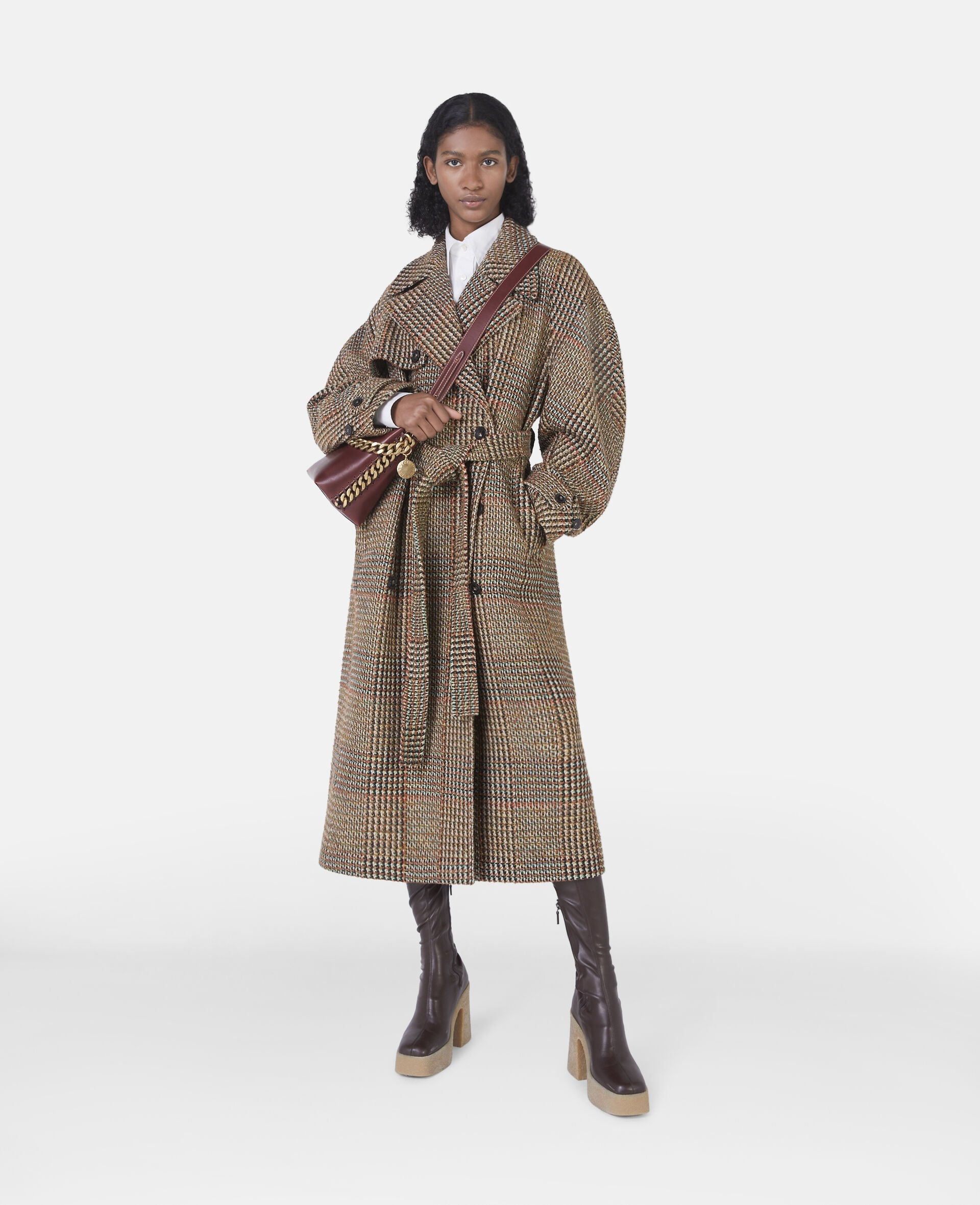 Tweed Belted Long Coat - 2