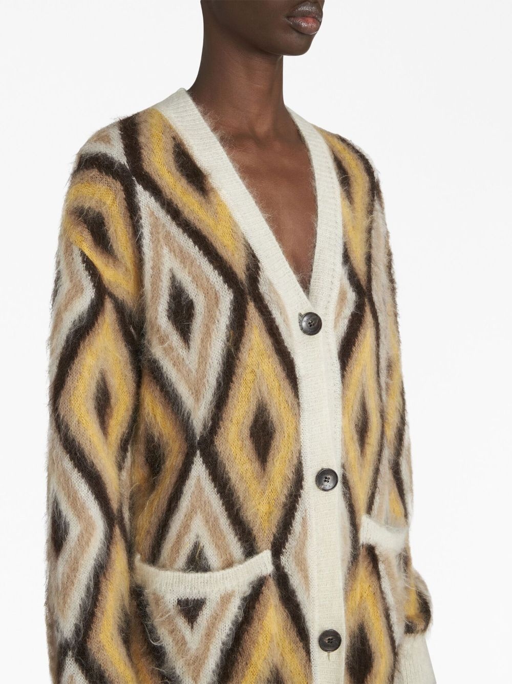 diamond-print brushed-effect cardi-coat - 2