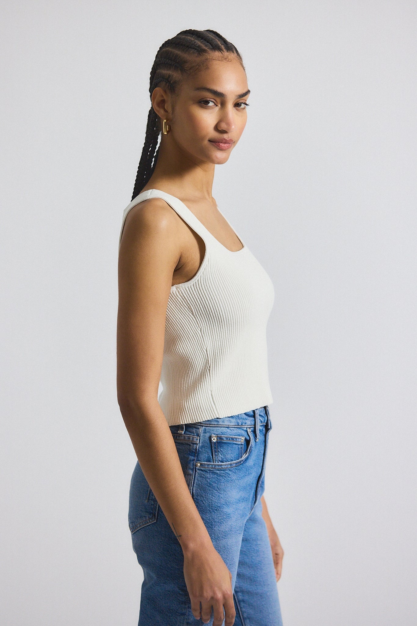 SAIN RIB KNIT SWEATER TANK - 3