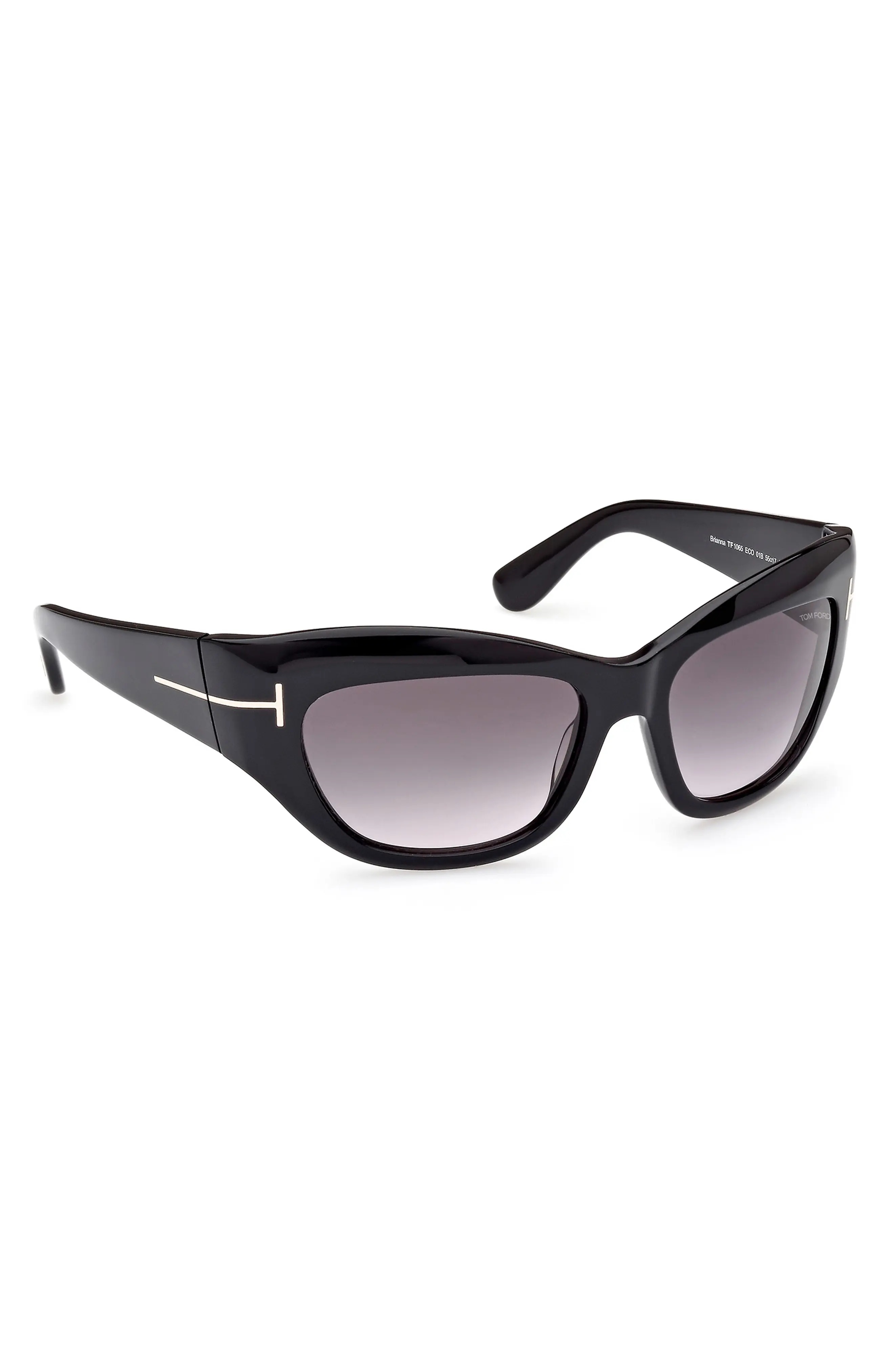 Brianna 55mm Gradient Cat Eye Sunglasses in Shiny Black /Smoke Pink - 4