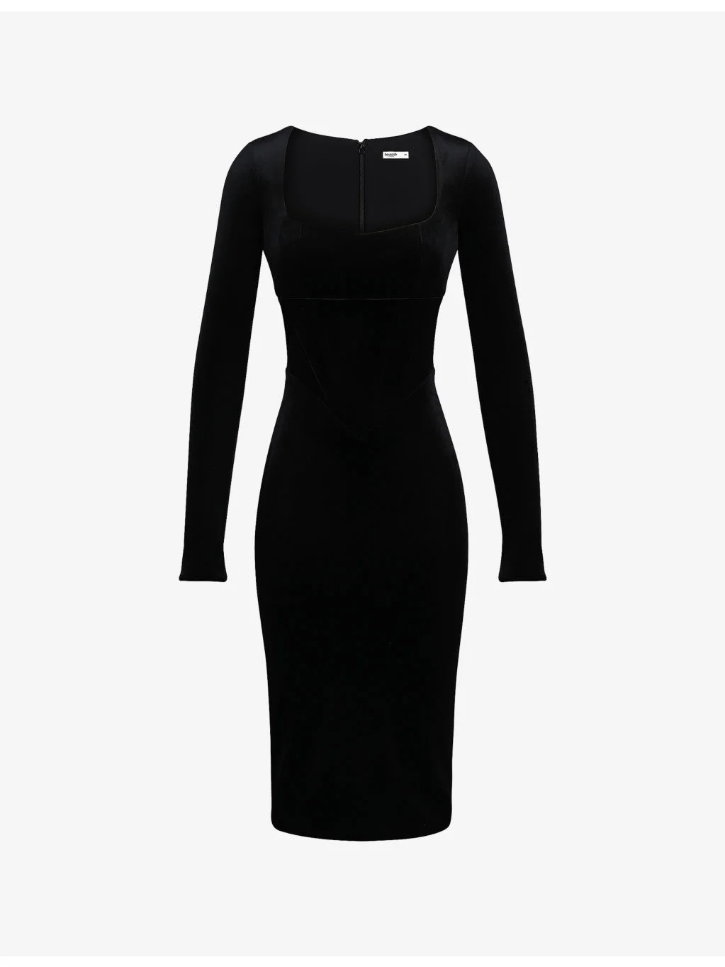 Asha Square-Neck Stretch-Woven Midi Dress - 1