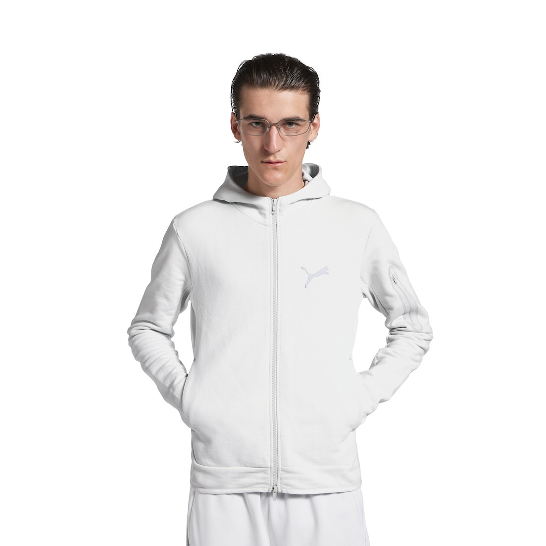Balenciaga I Puma Hooded Fitted Tracksuit Jacket in White - 5