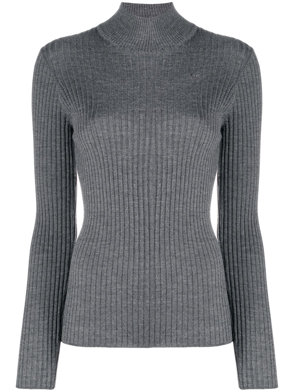 ribbed knit mock neck jumper - 1