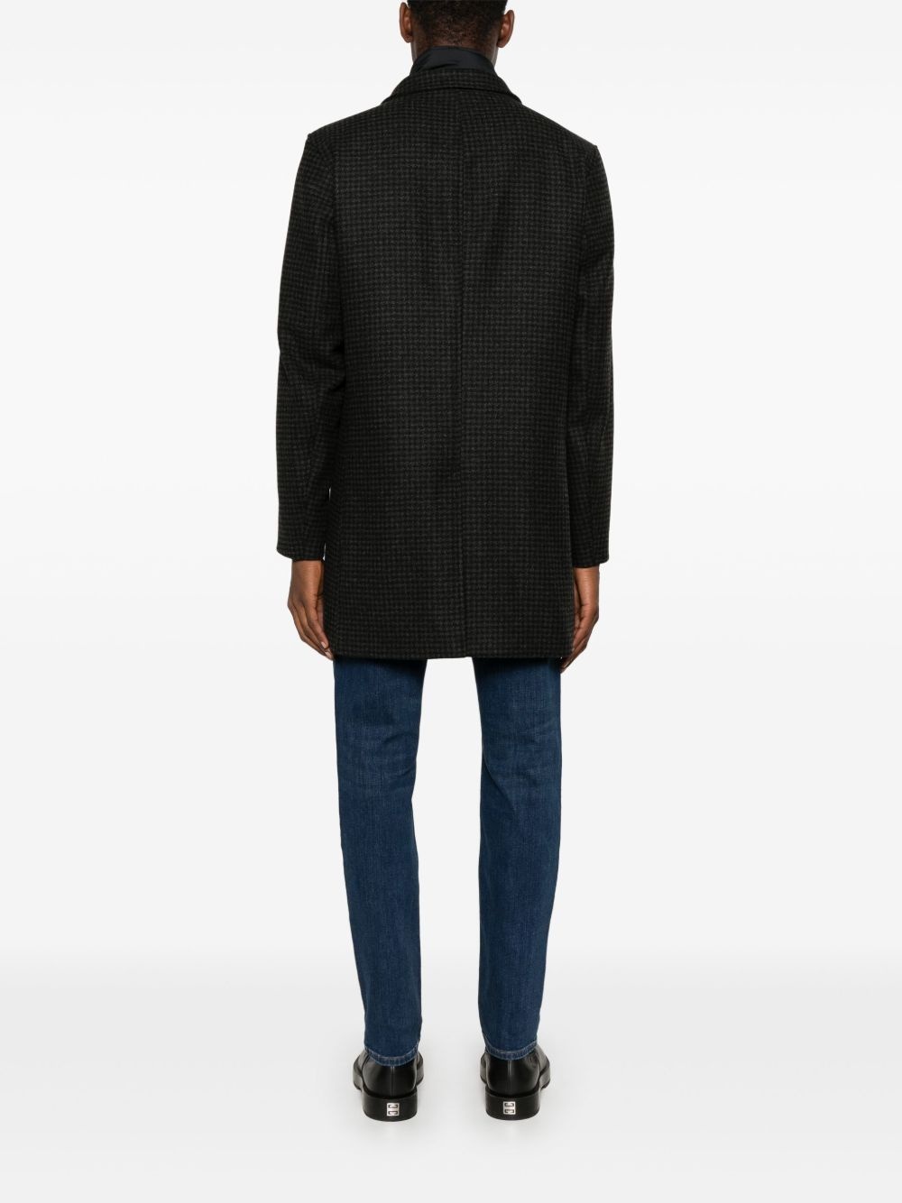 houndstooth layered single-breasted coat - 4