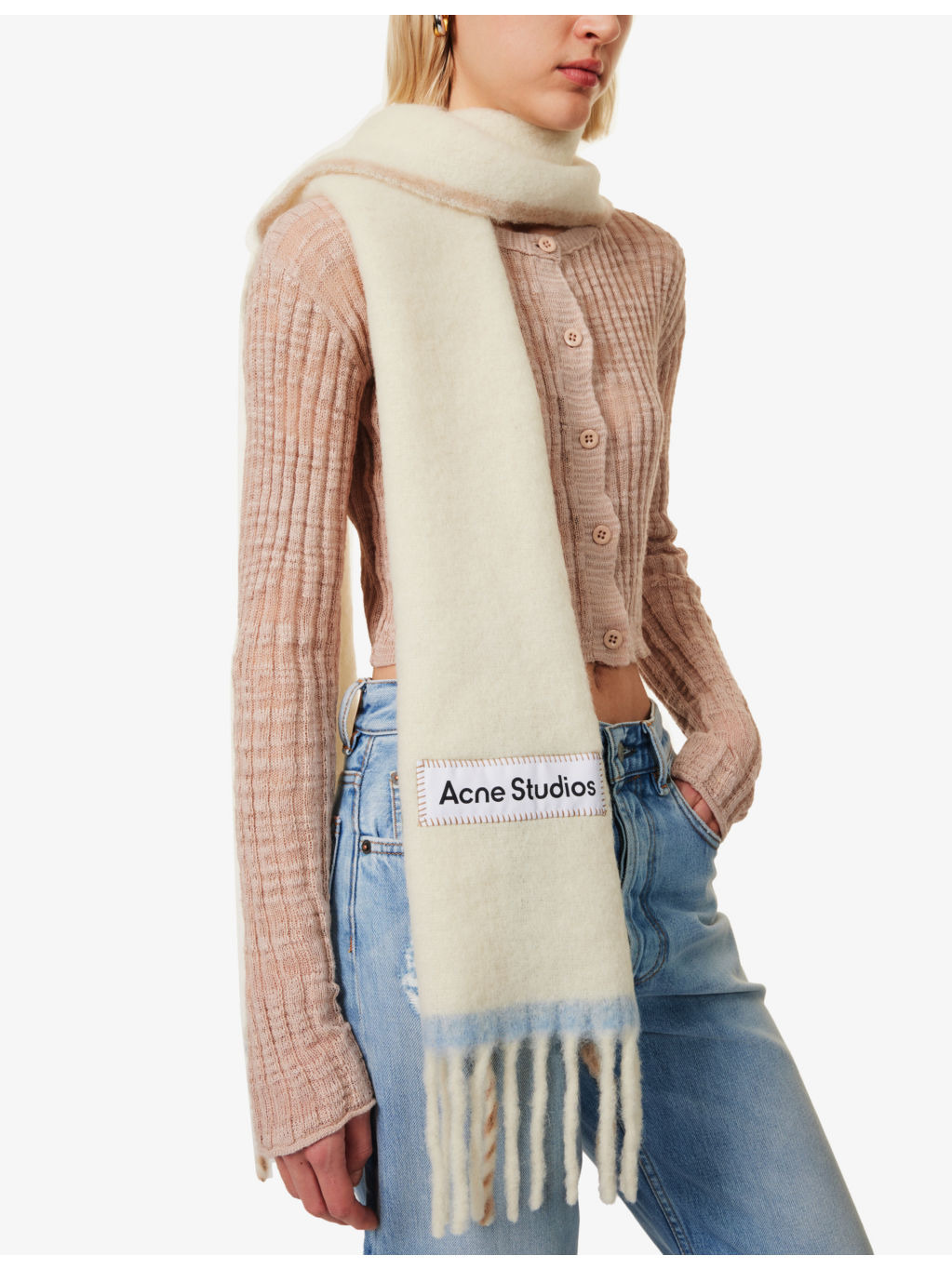 Brand-patch knitted scarf - 2