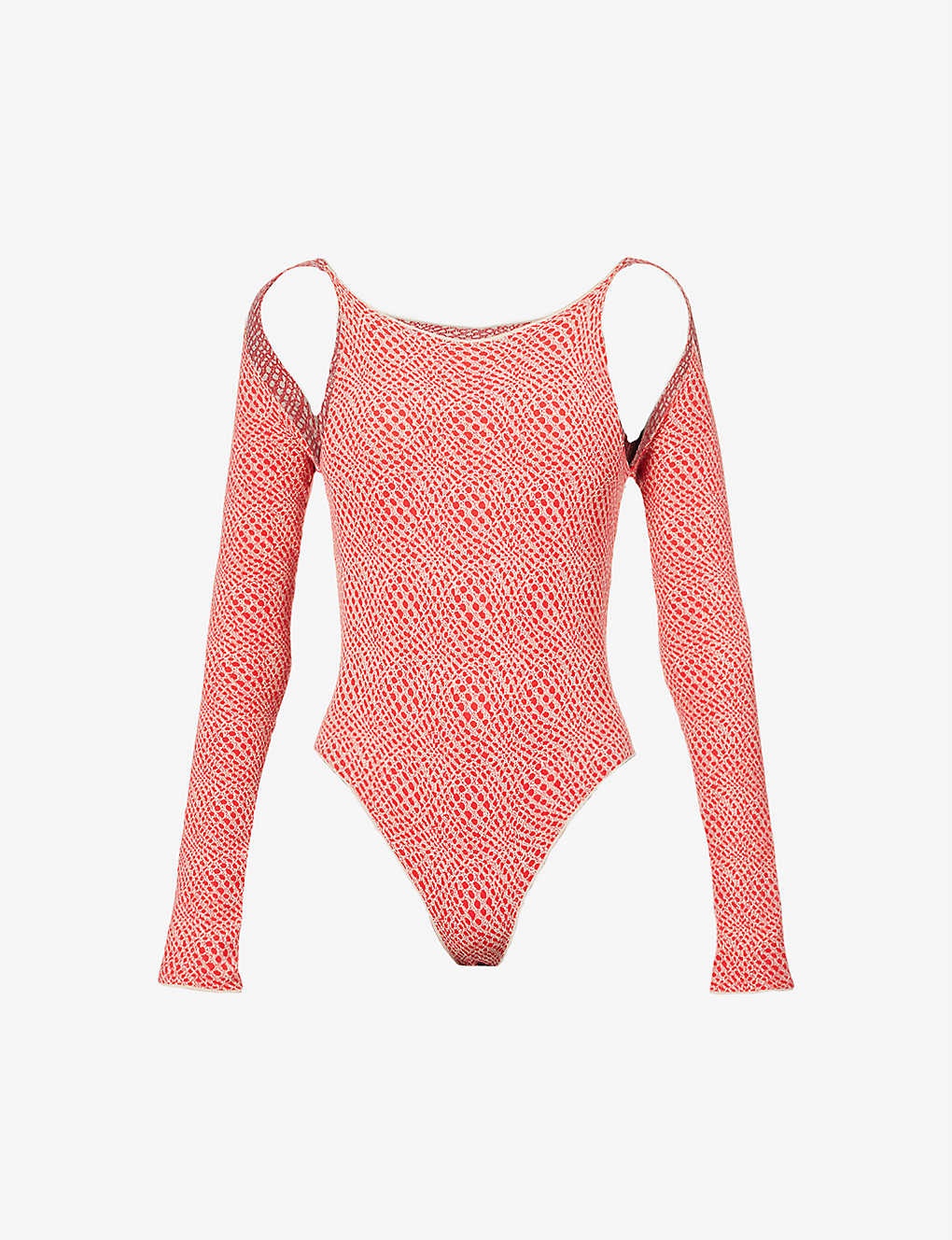 Cut-out geometric-pattern stretch-woven body - 1