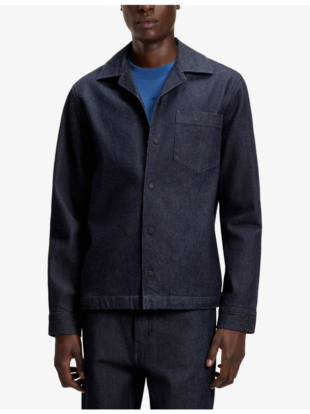 Patch-Pocket Long-Sleeve Denim Shirt - 3