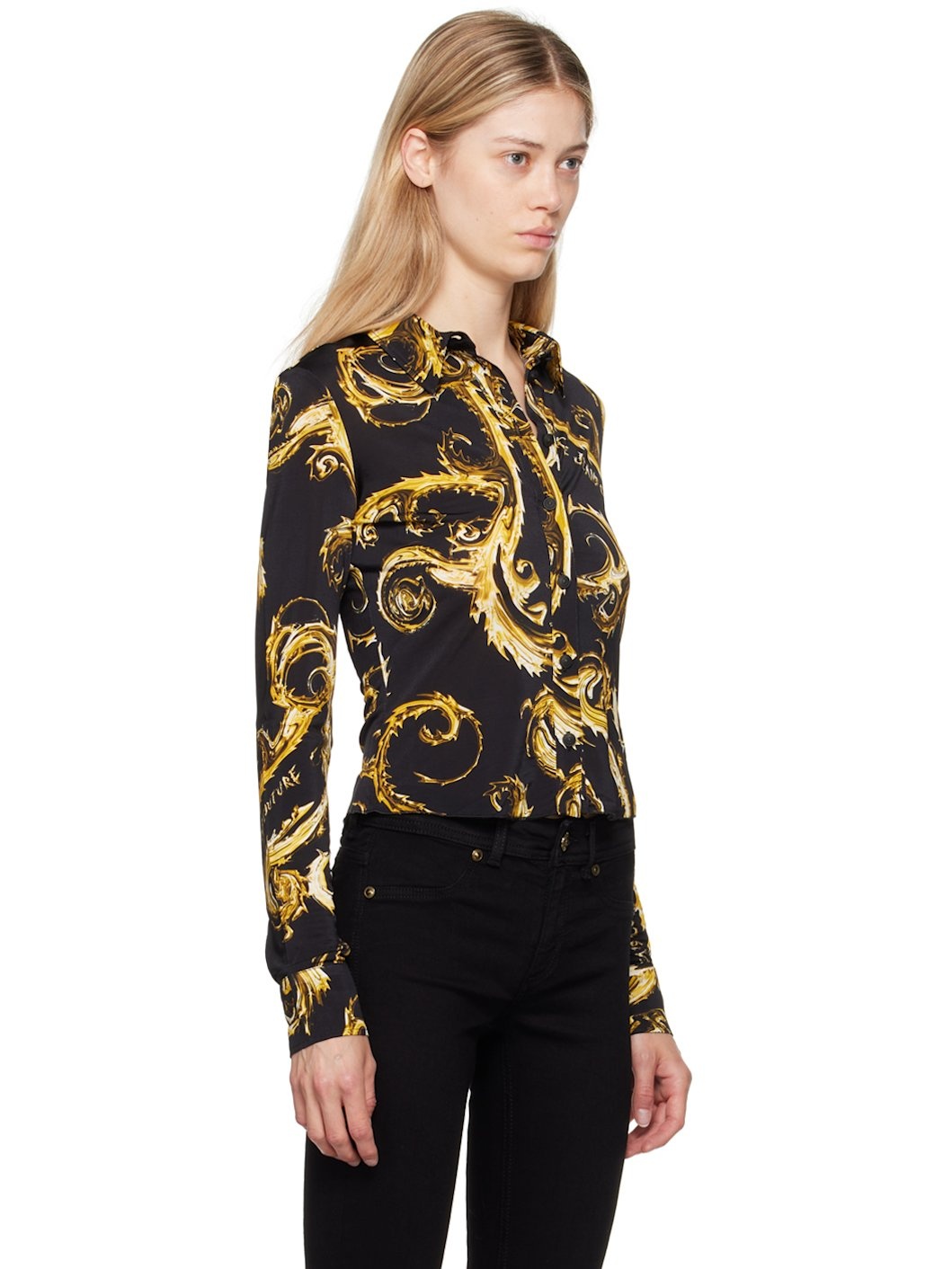 Black & Gold Chromo Couture Fluid Shirt - 4