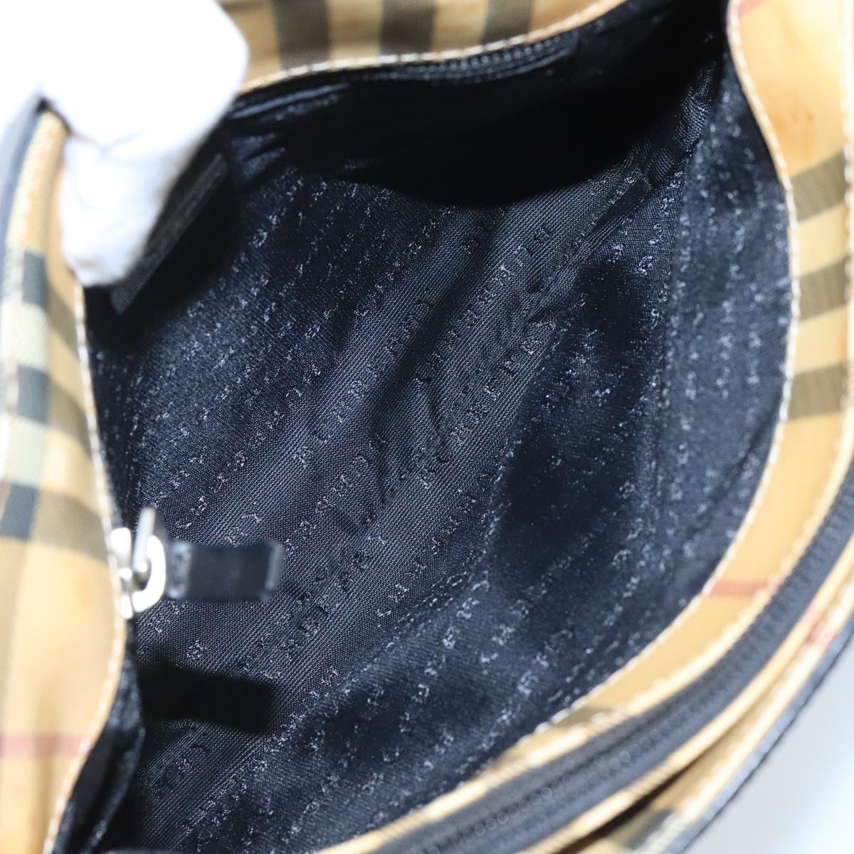 Burberry Nova Check Hand Bag Coated Canvas Beige Black Silver - 15