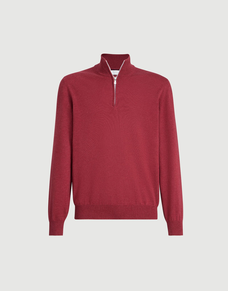 Cashmere sweater with half zip 1