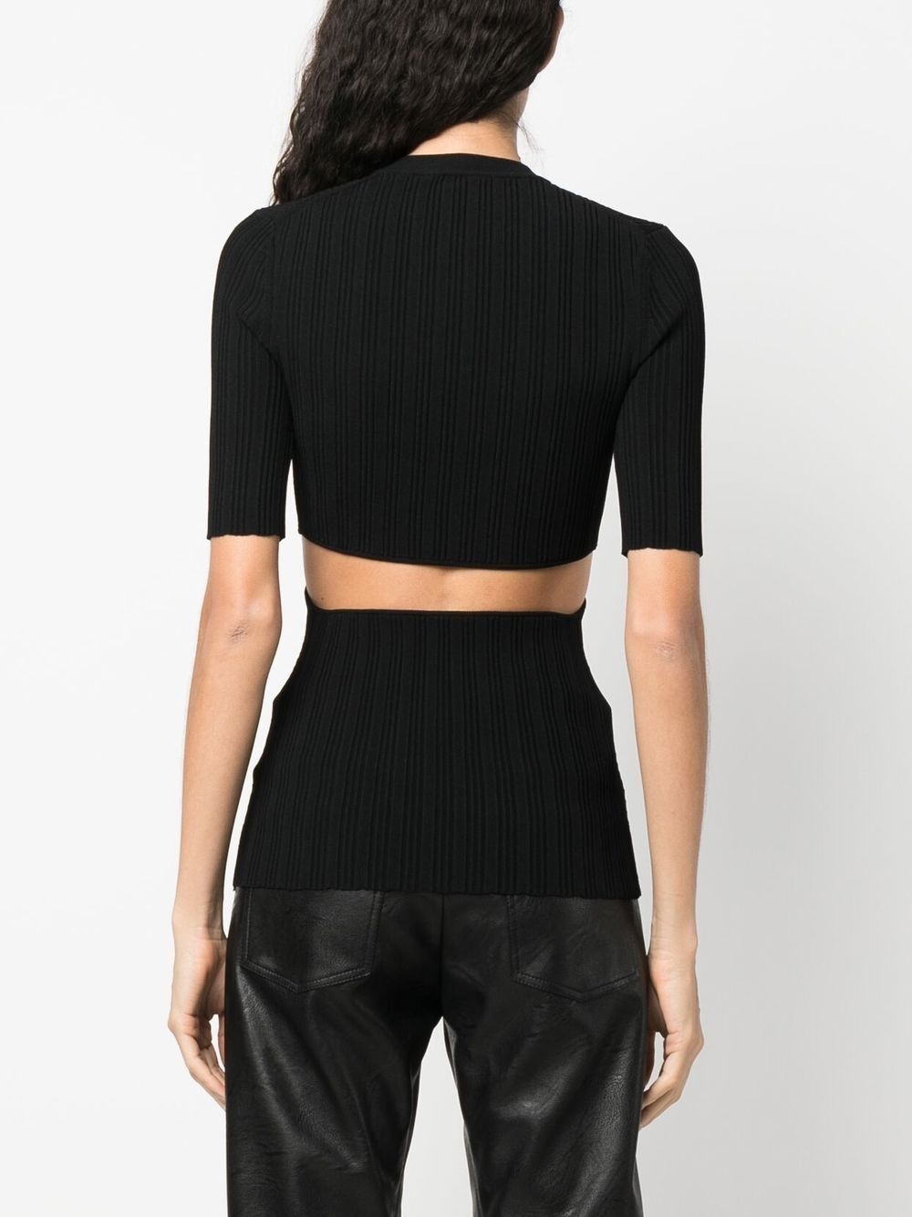 cutout-detail ribbed knit top - 4