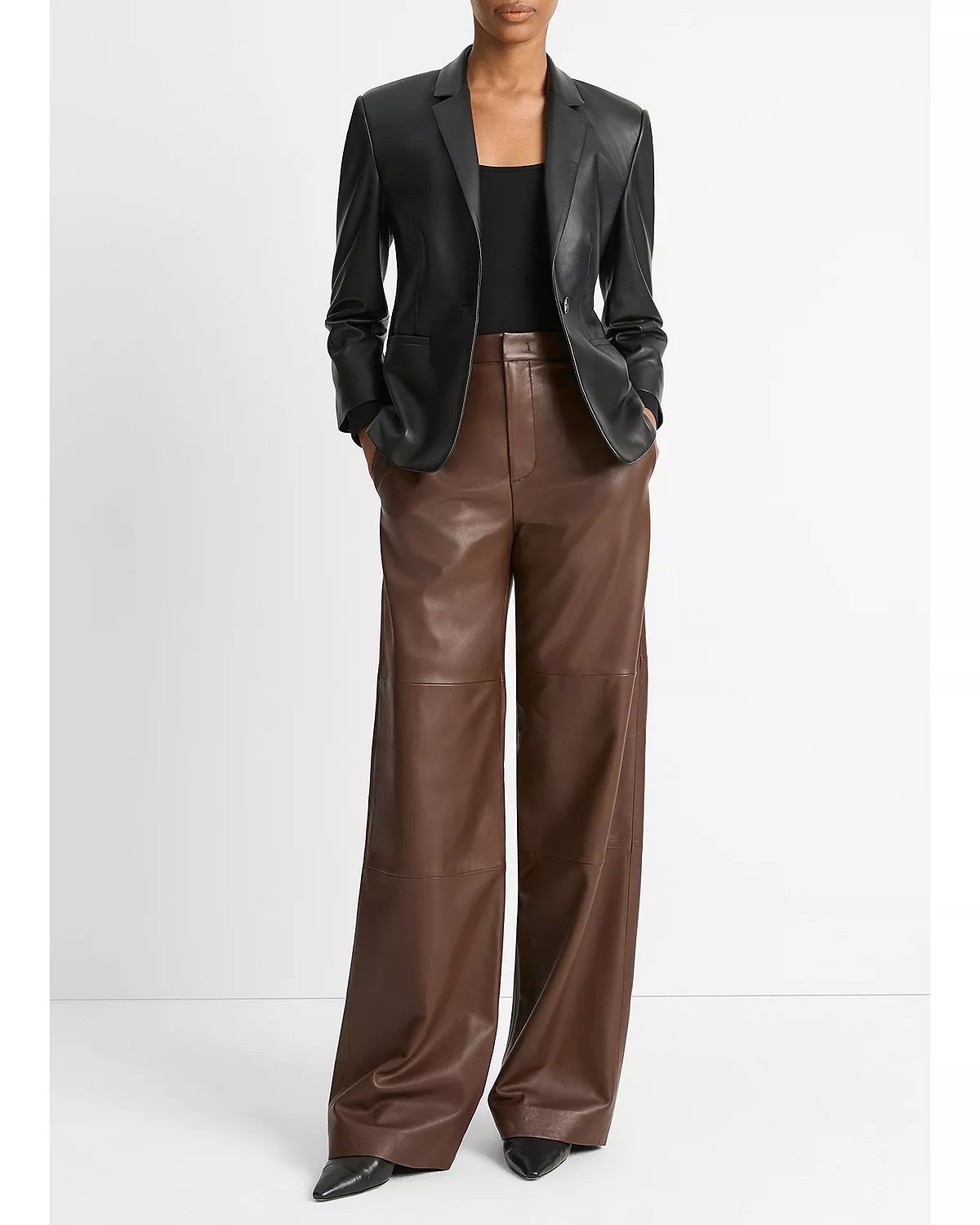 Srunken Leather Blazer - 2