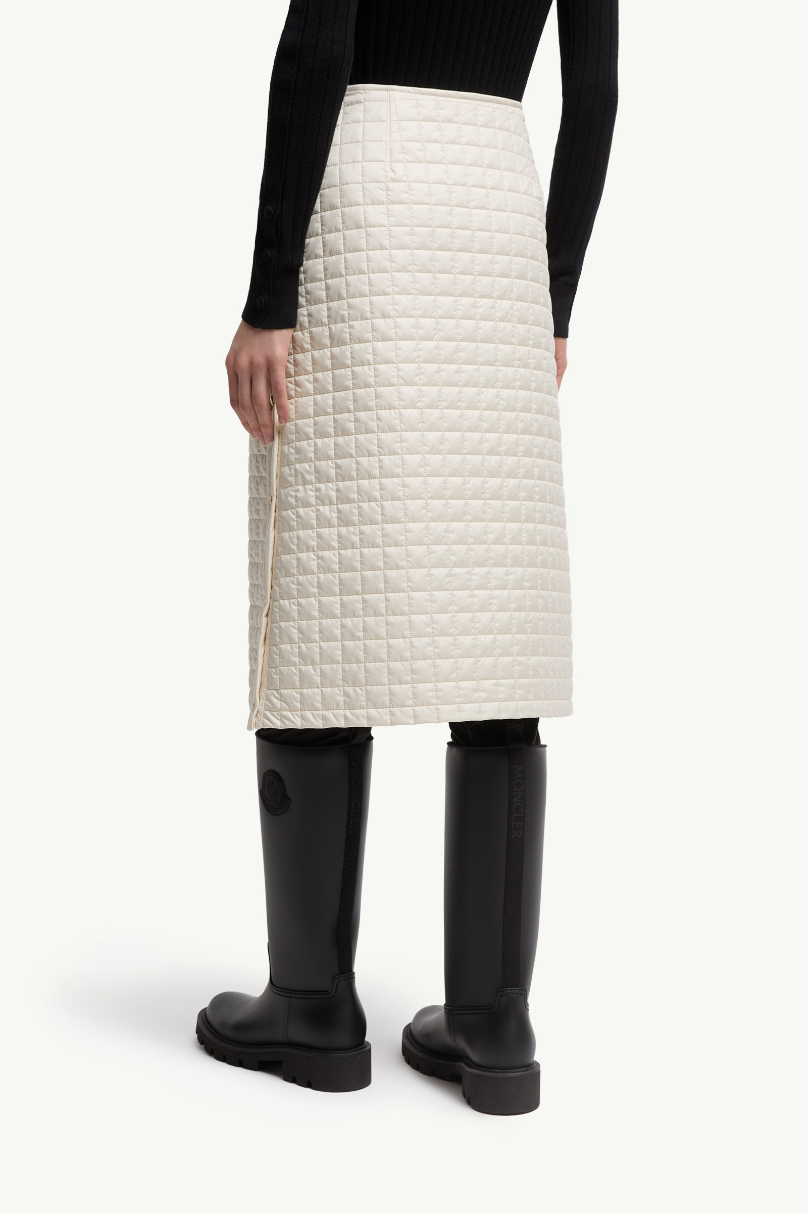 Square-Quilted Padded Midi Skirt - 5